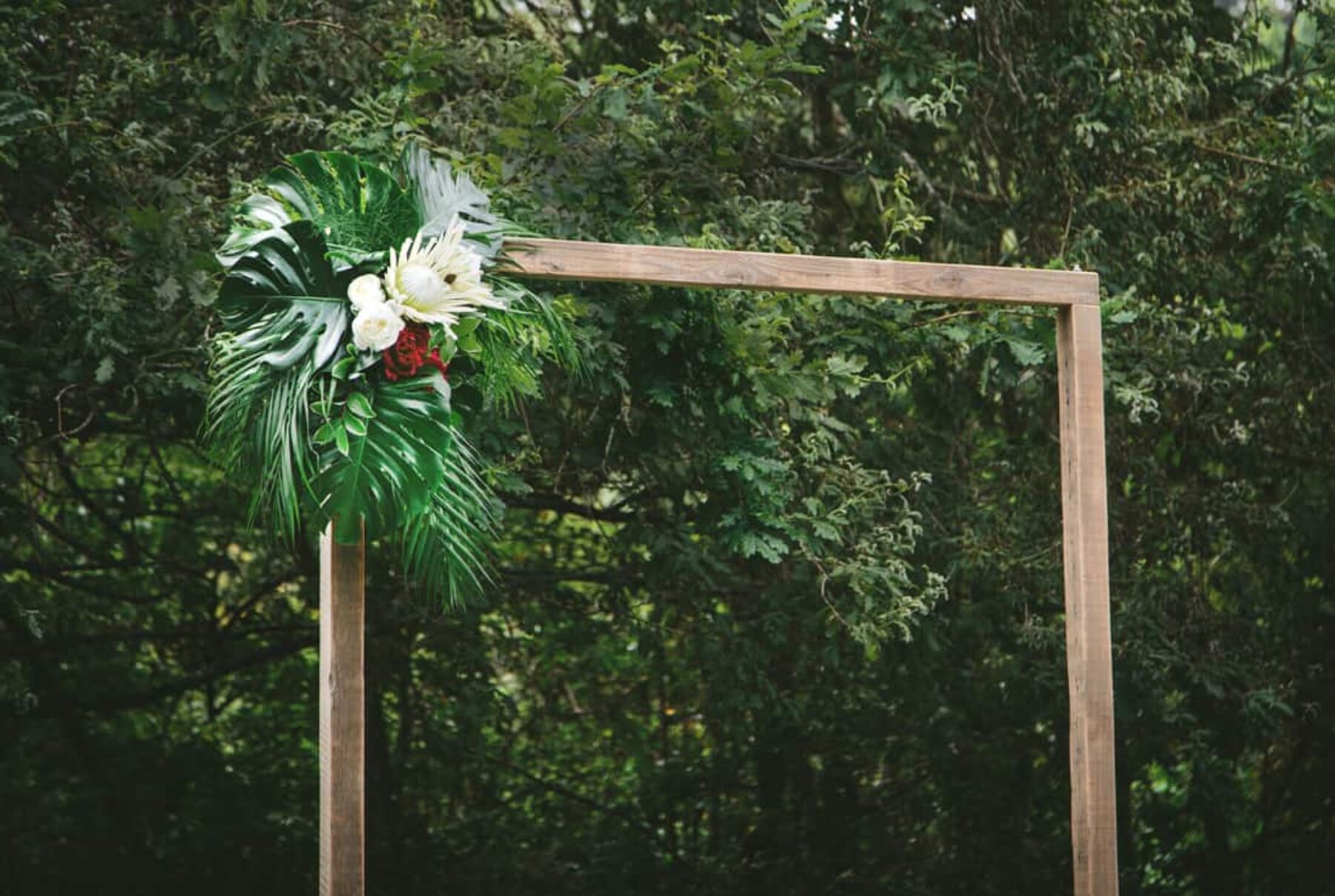 simple tropical floral arch