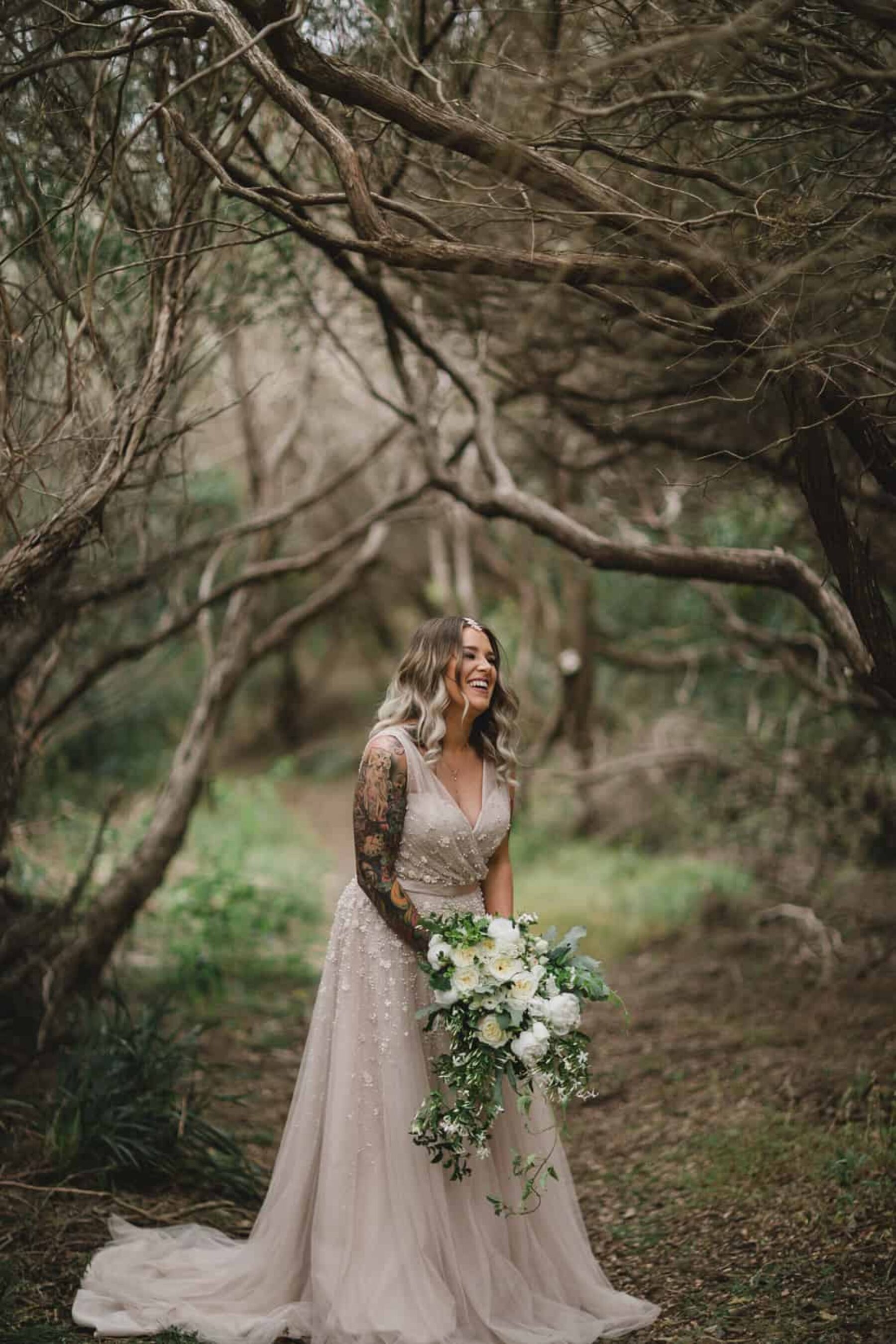 blush wedding dress by Wendy Makin