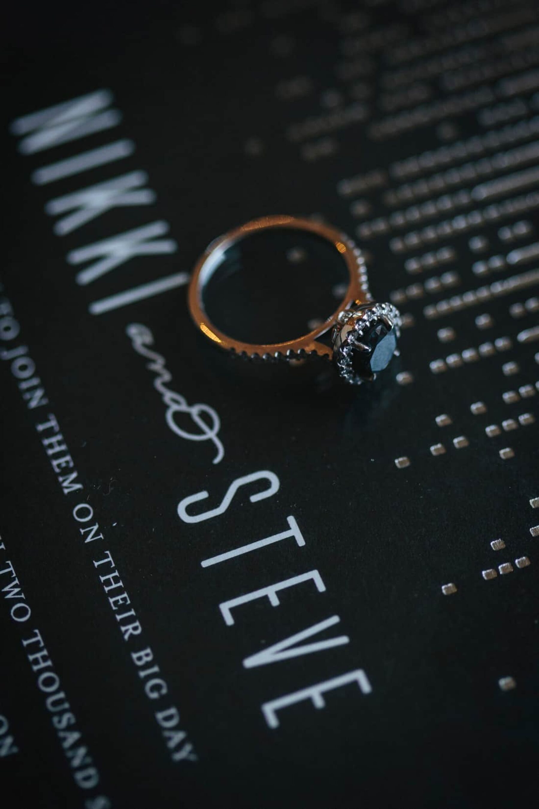black diamond rosette engagement ring