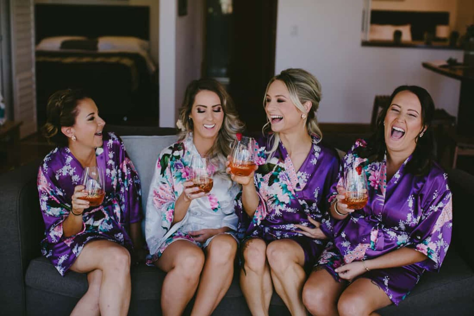 floral bridesmaids' robes