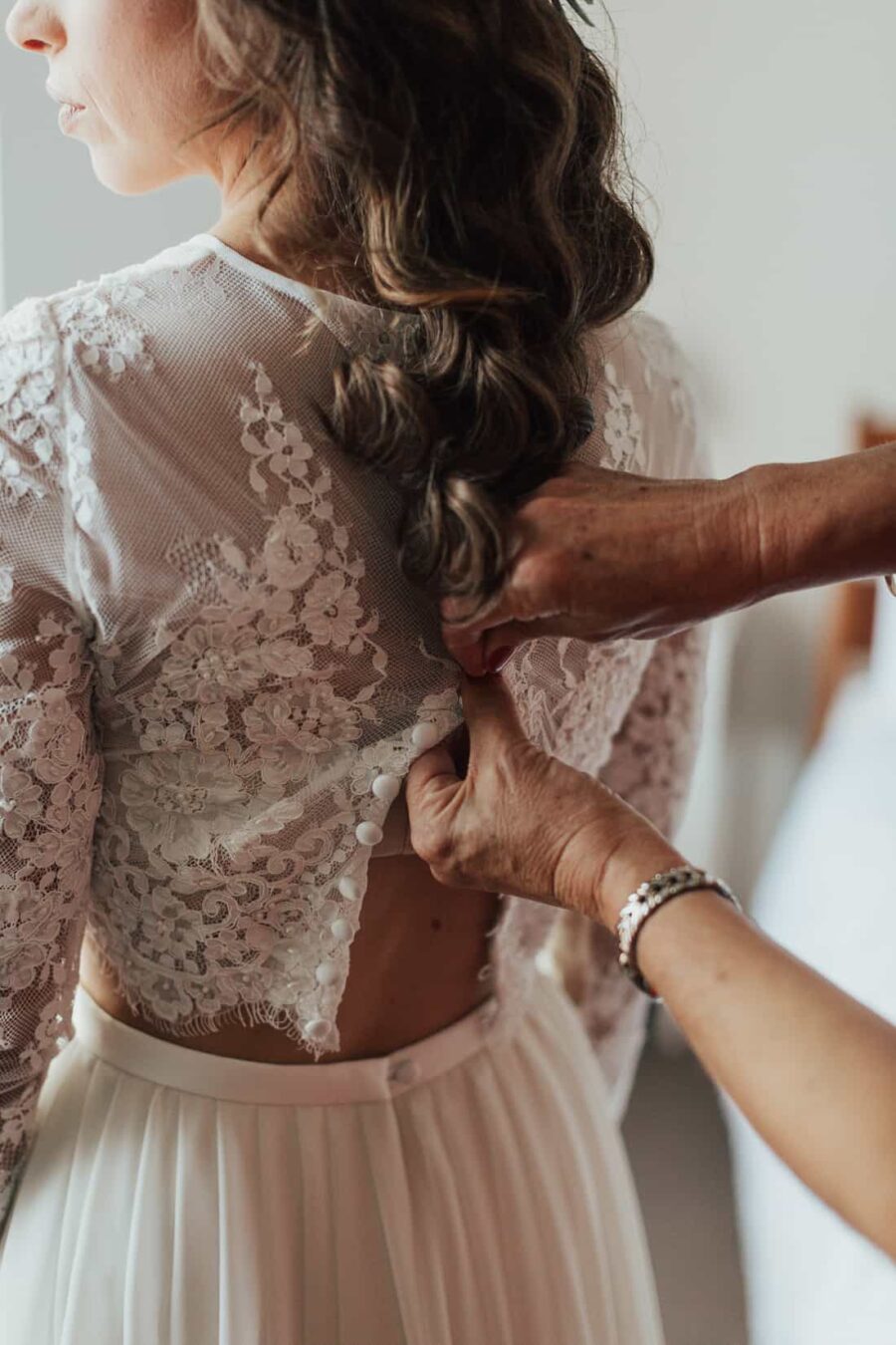 two-piece lace wedding dress