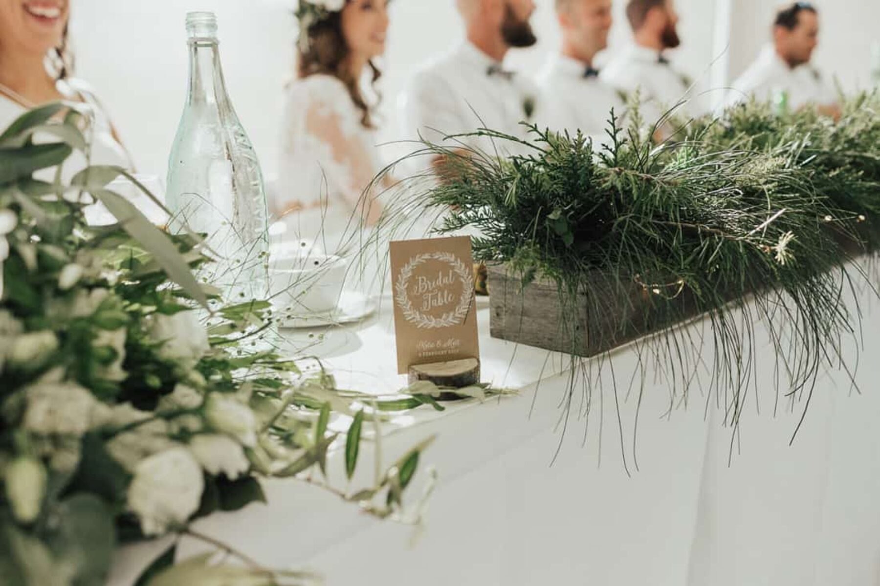 bridal table with greenery