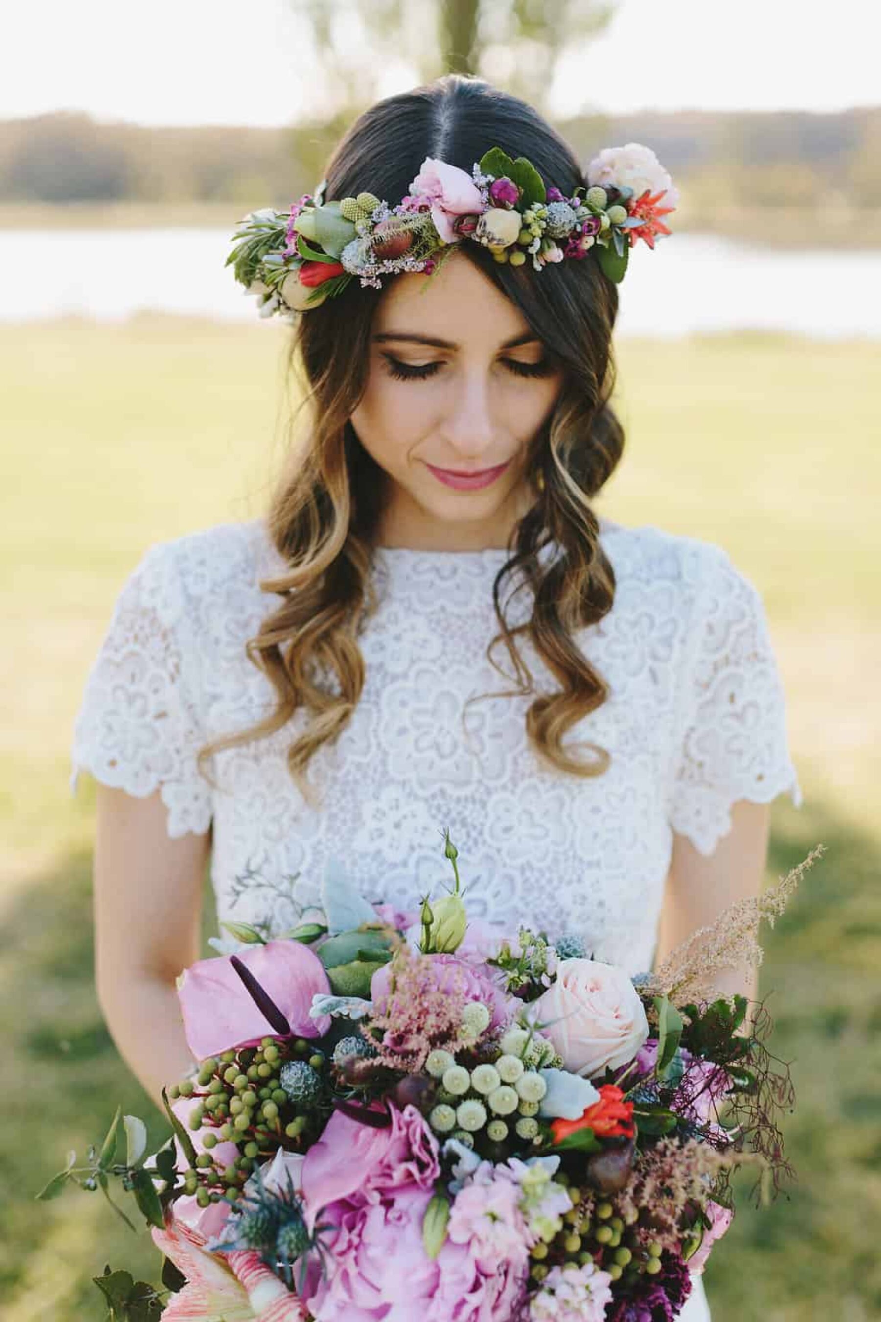 Rue de Seine bride with colourful flower crown