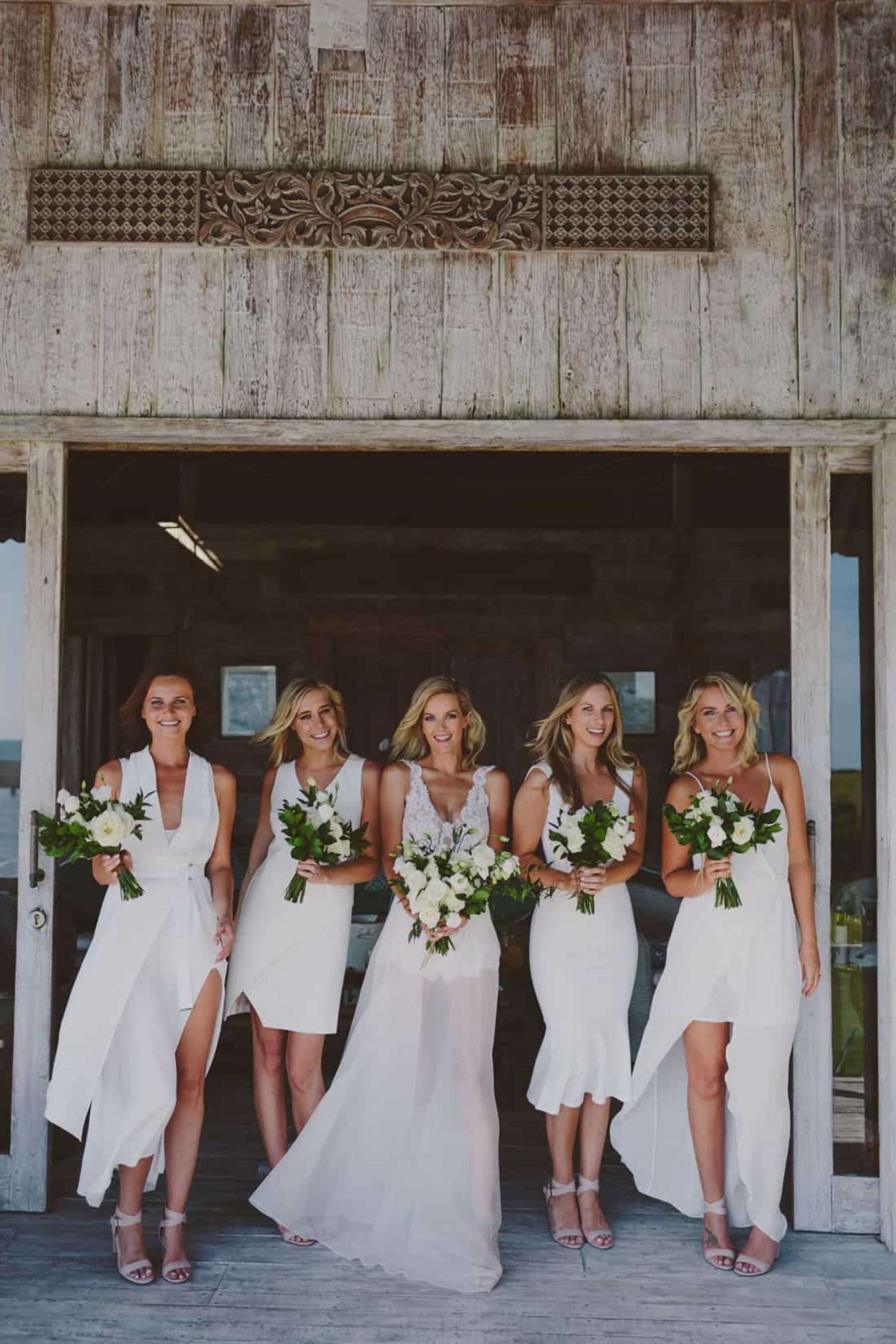 modern white bridesmaid dresses