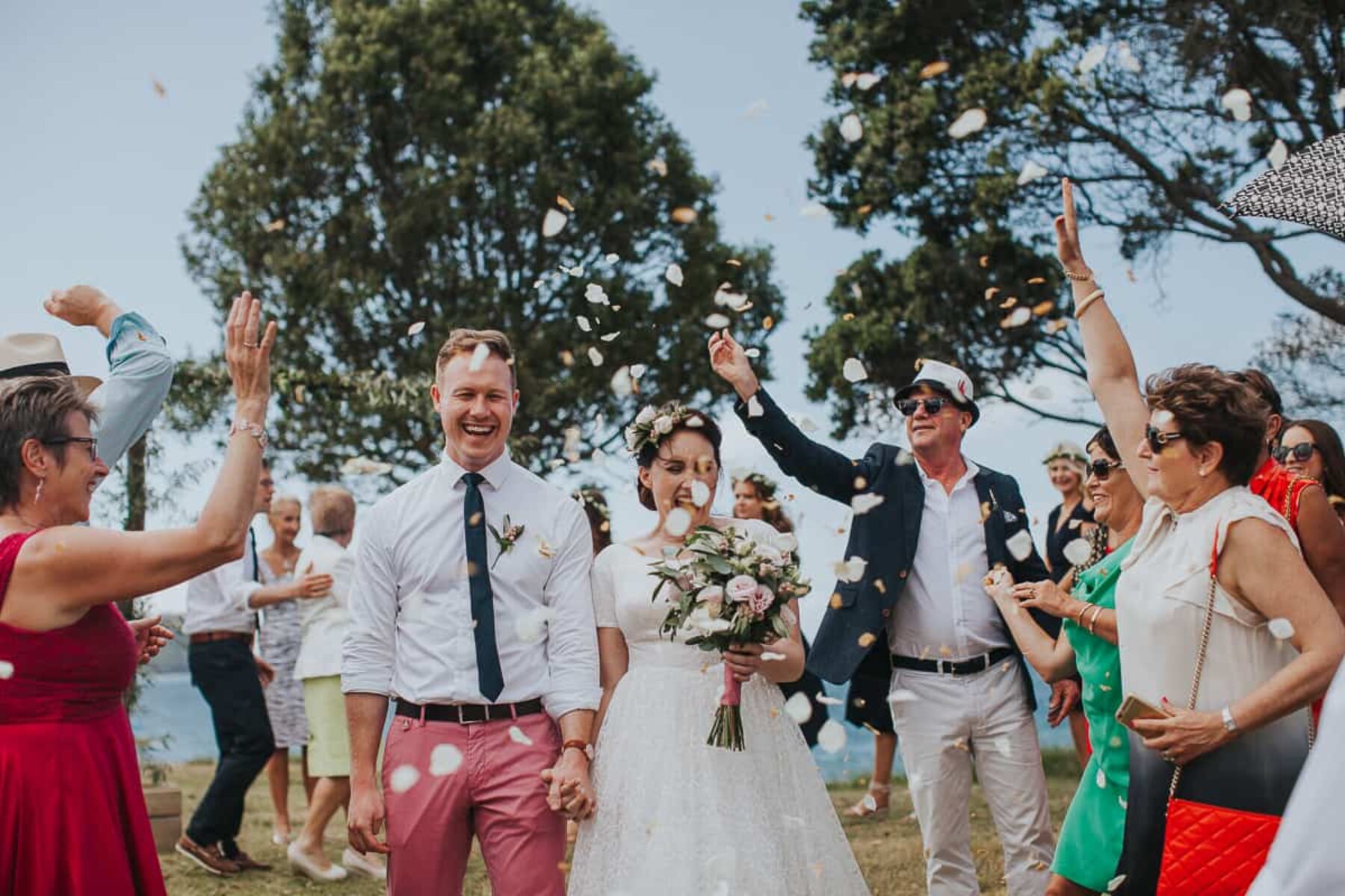 vintage backyard wedding by the beach, Hahei NZ