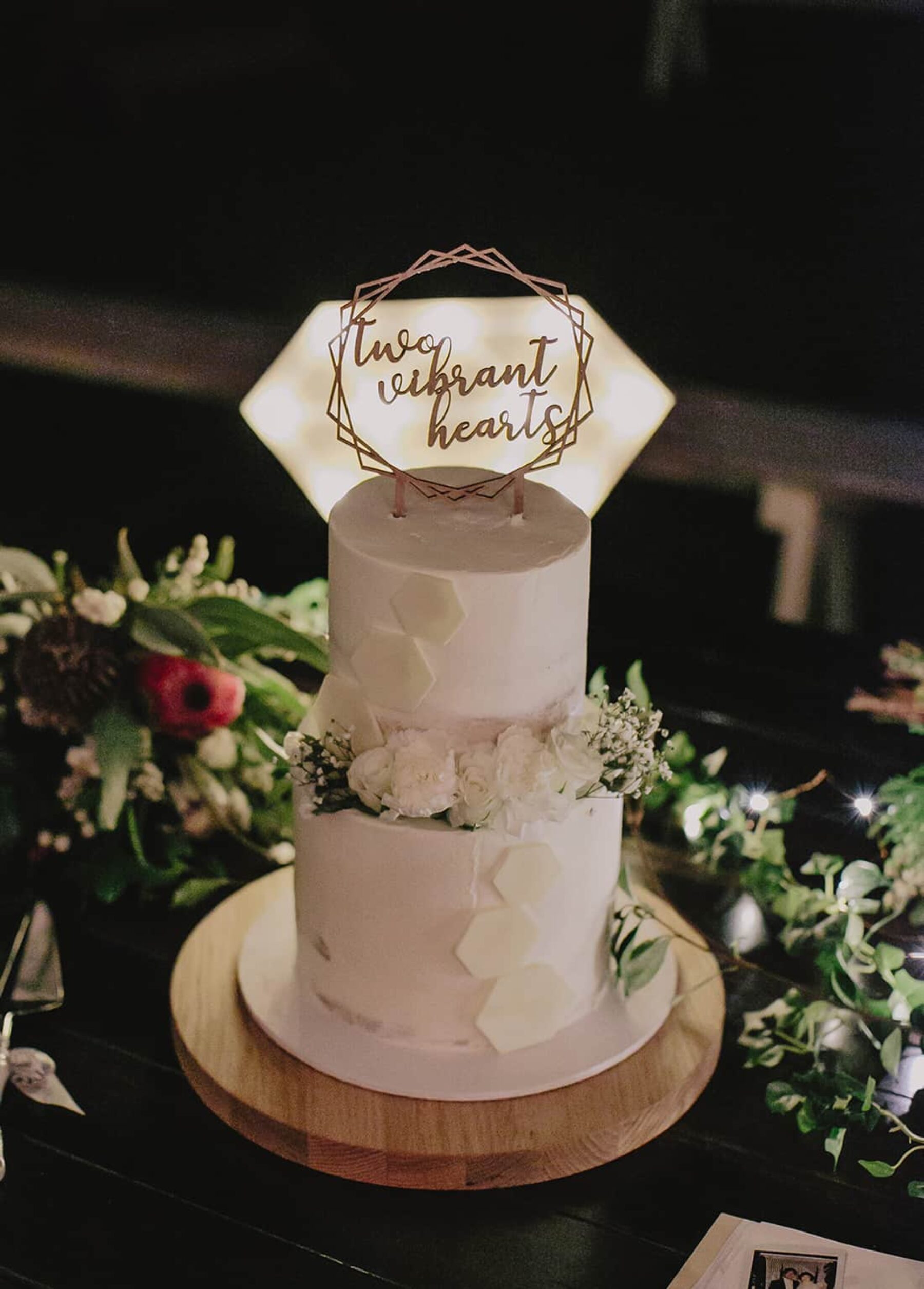 white geometric wedding cake