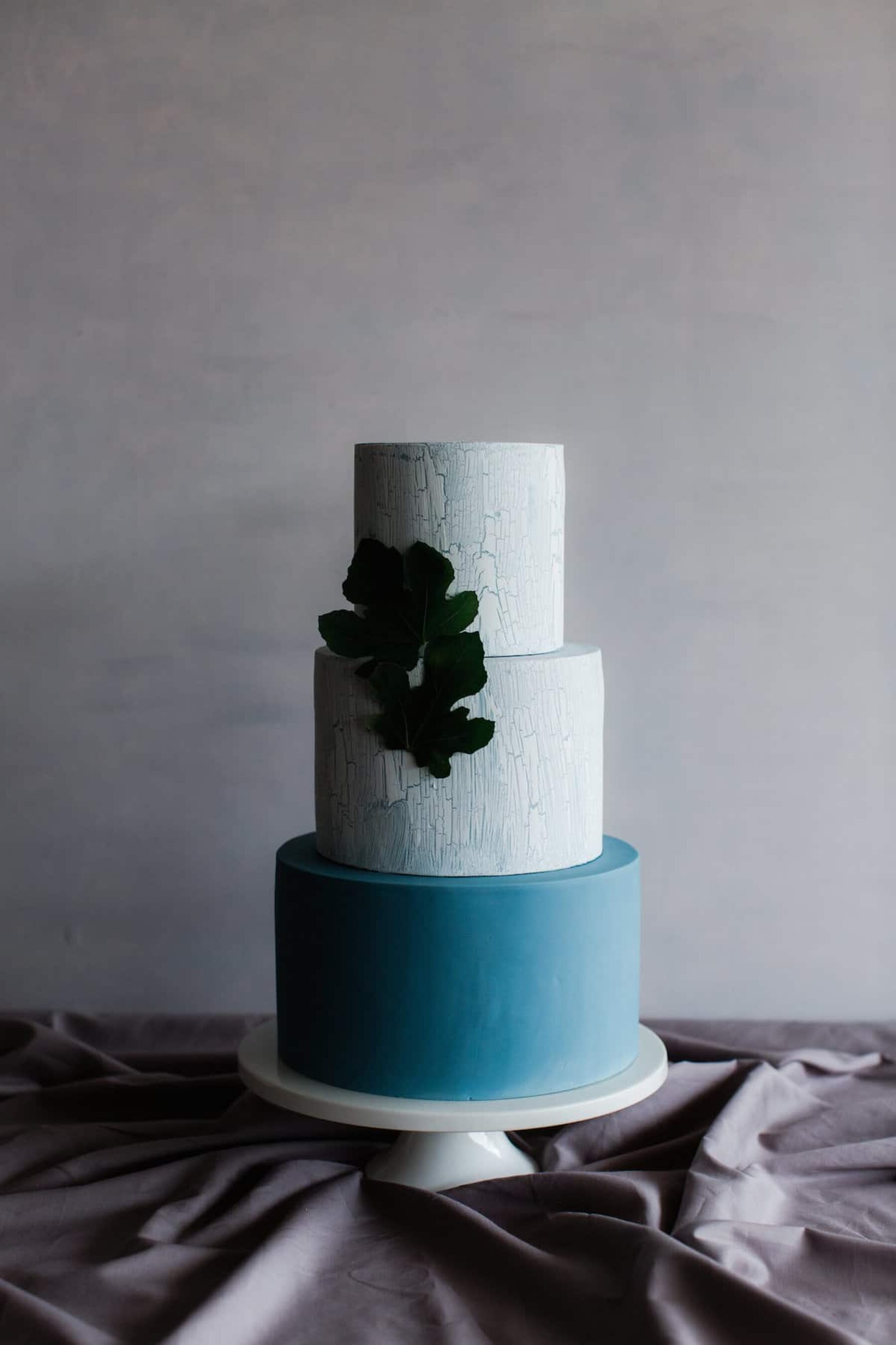modern monochrome blue wedding cake