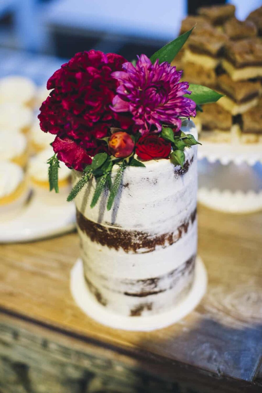 buttercream cake with fresh flowers