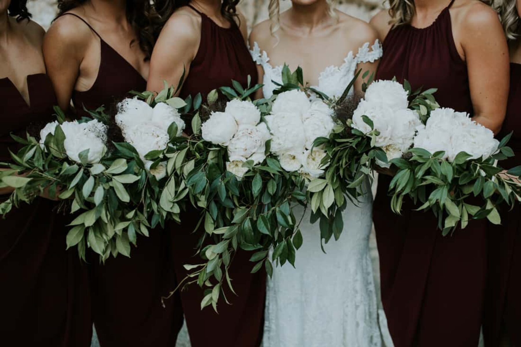 green + white bridesmaid bouquets