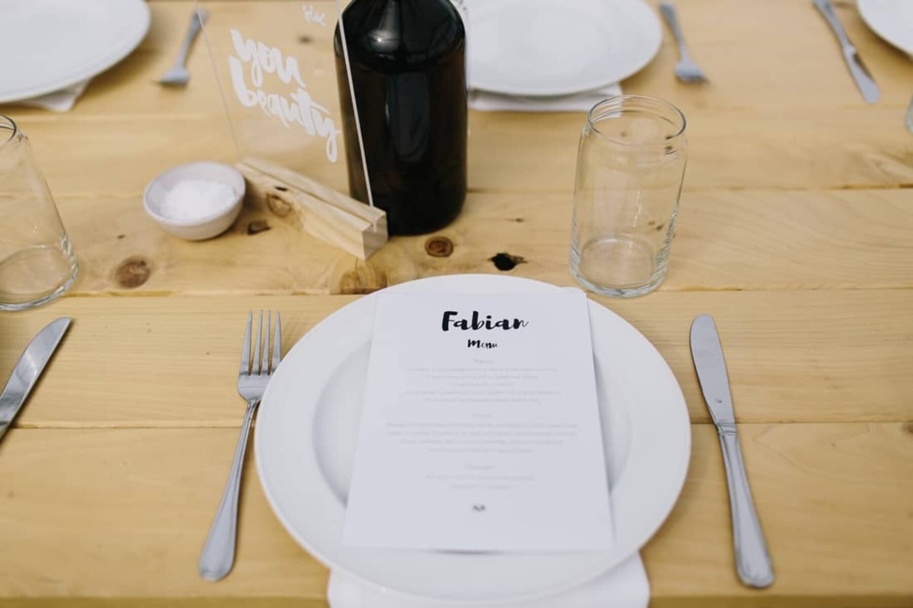 modern and minimal wedding tablescape