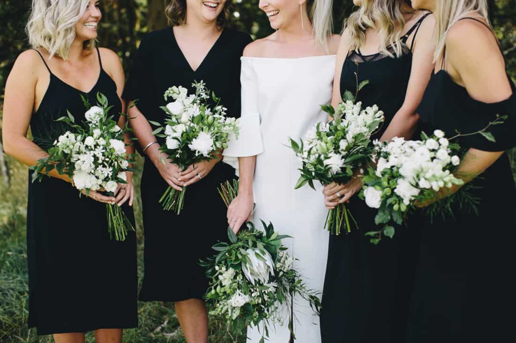 modern black bridesmaid dresses