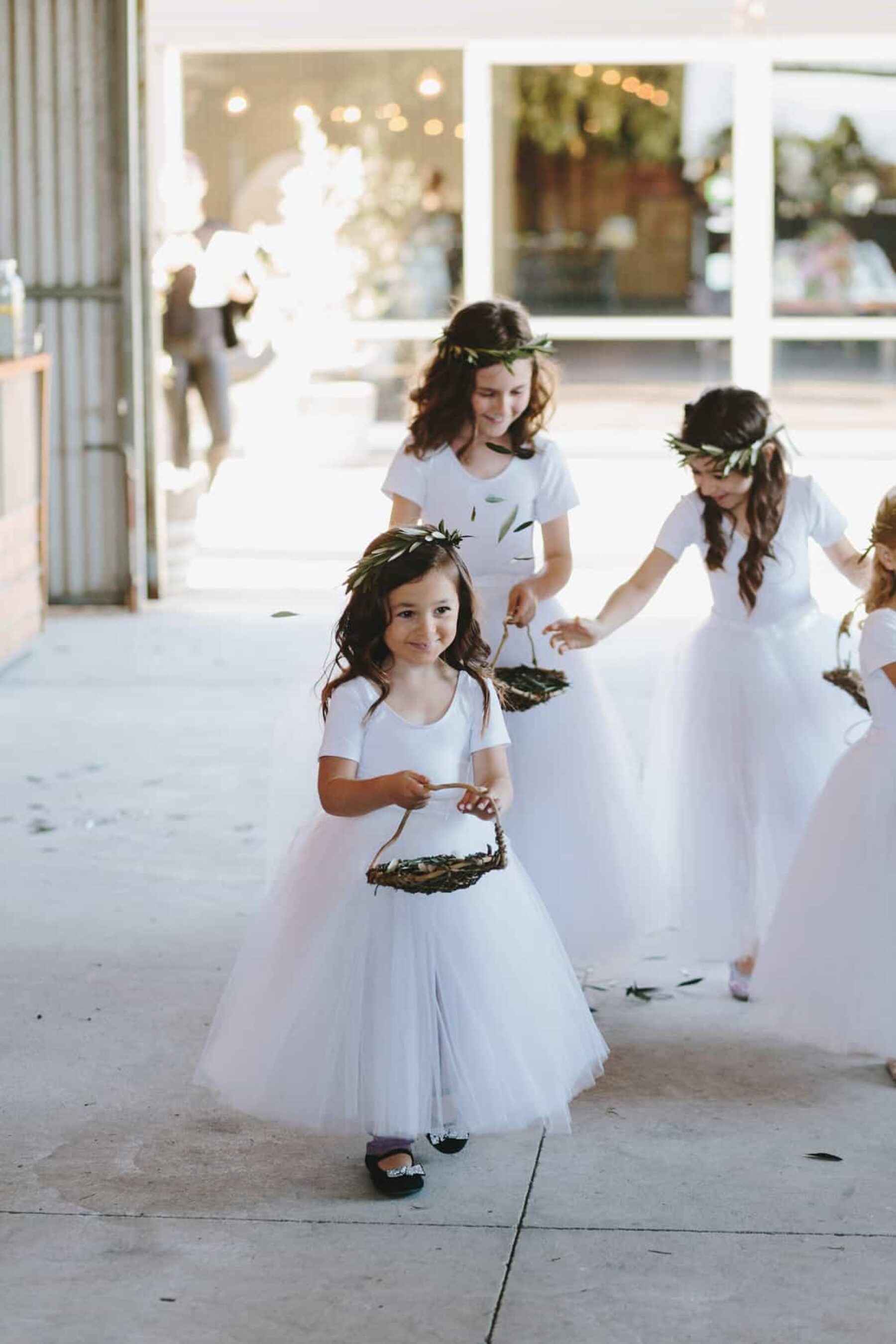 flower girls in white tutus