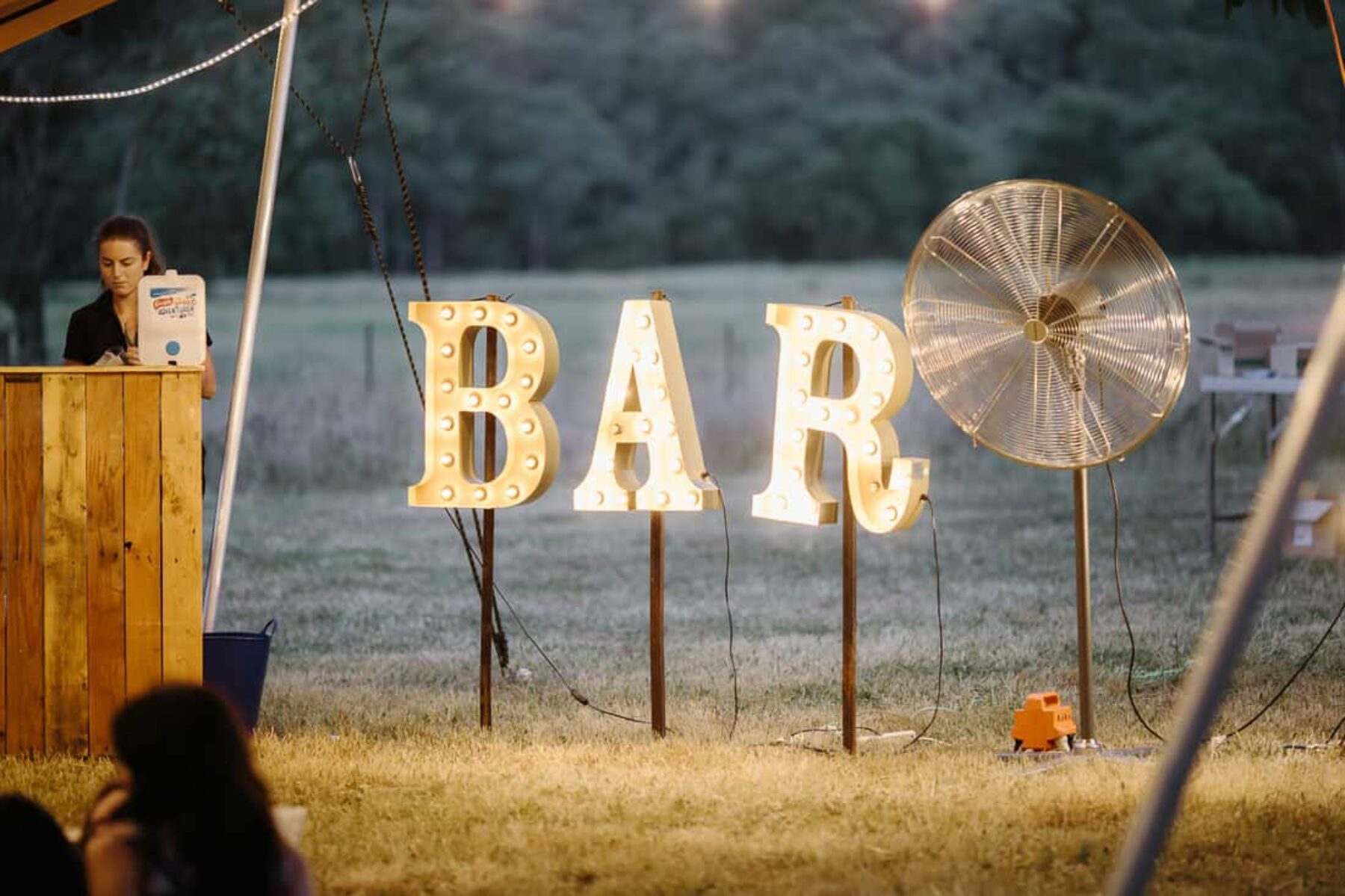 Bar sign in giant illuminated letters
