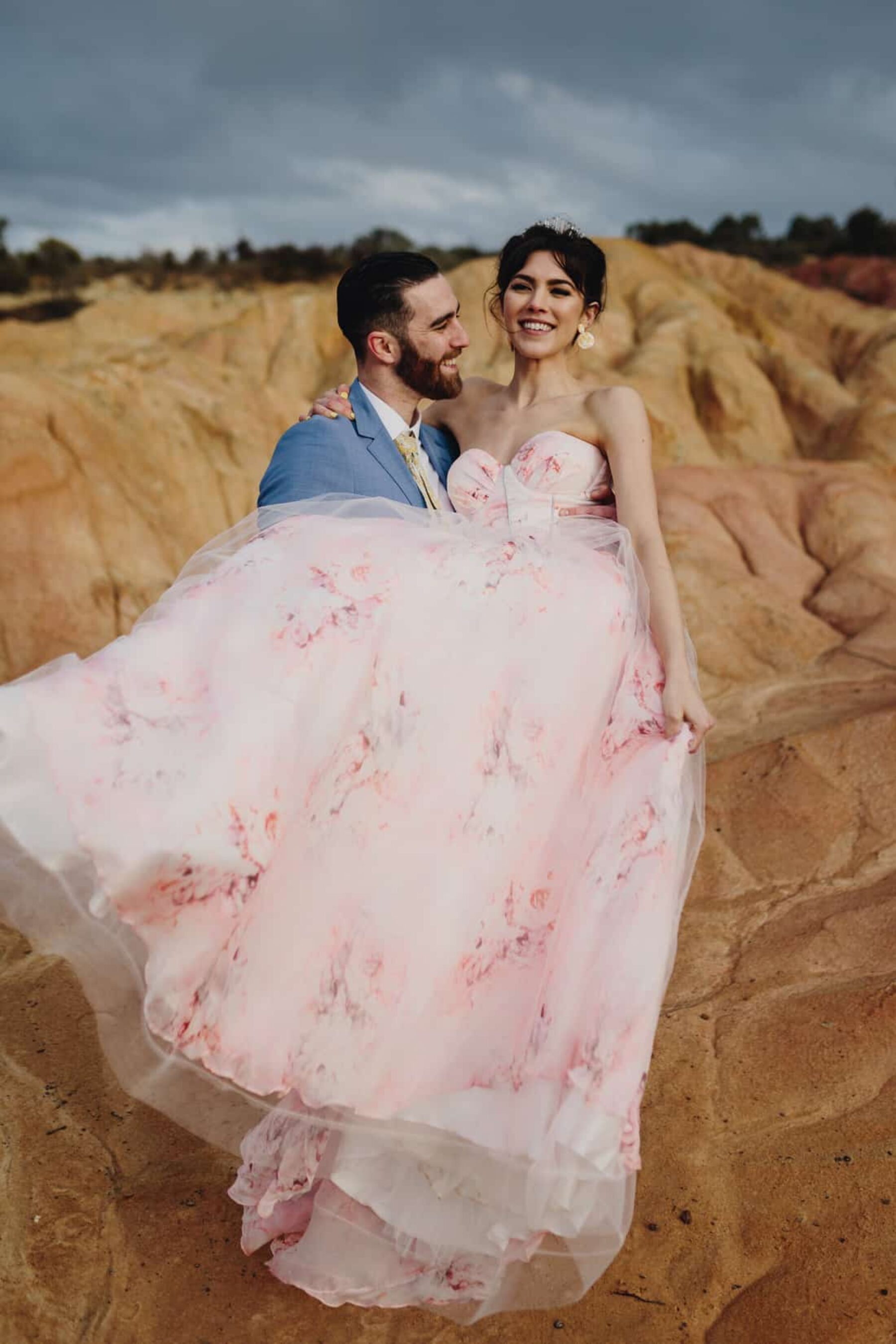 pink floral wedding dress