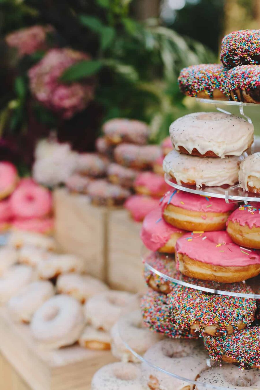 Who needs cake? Amazing donut display for a fun outdoor wedding
