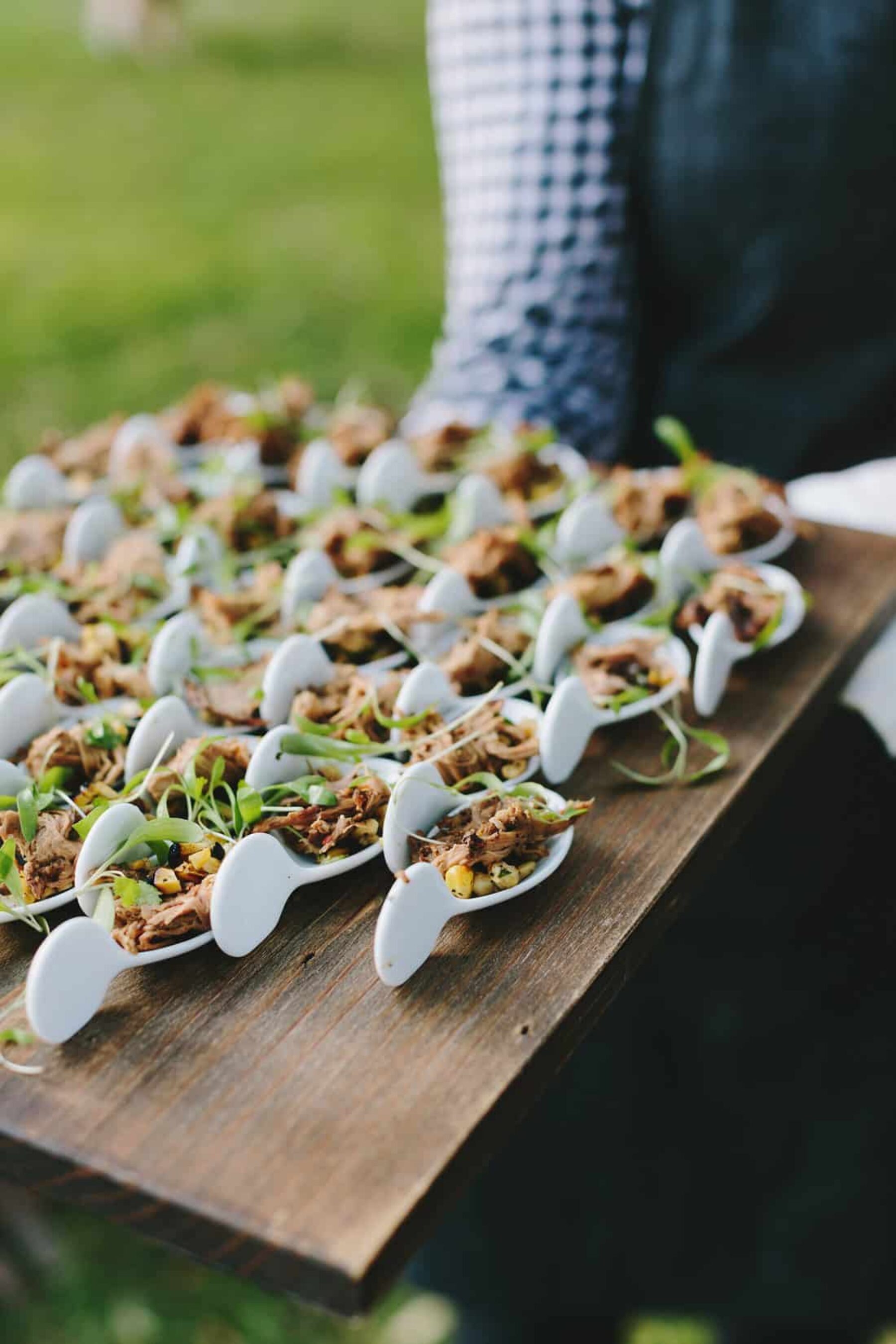 modern single spoon canapes