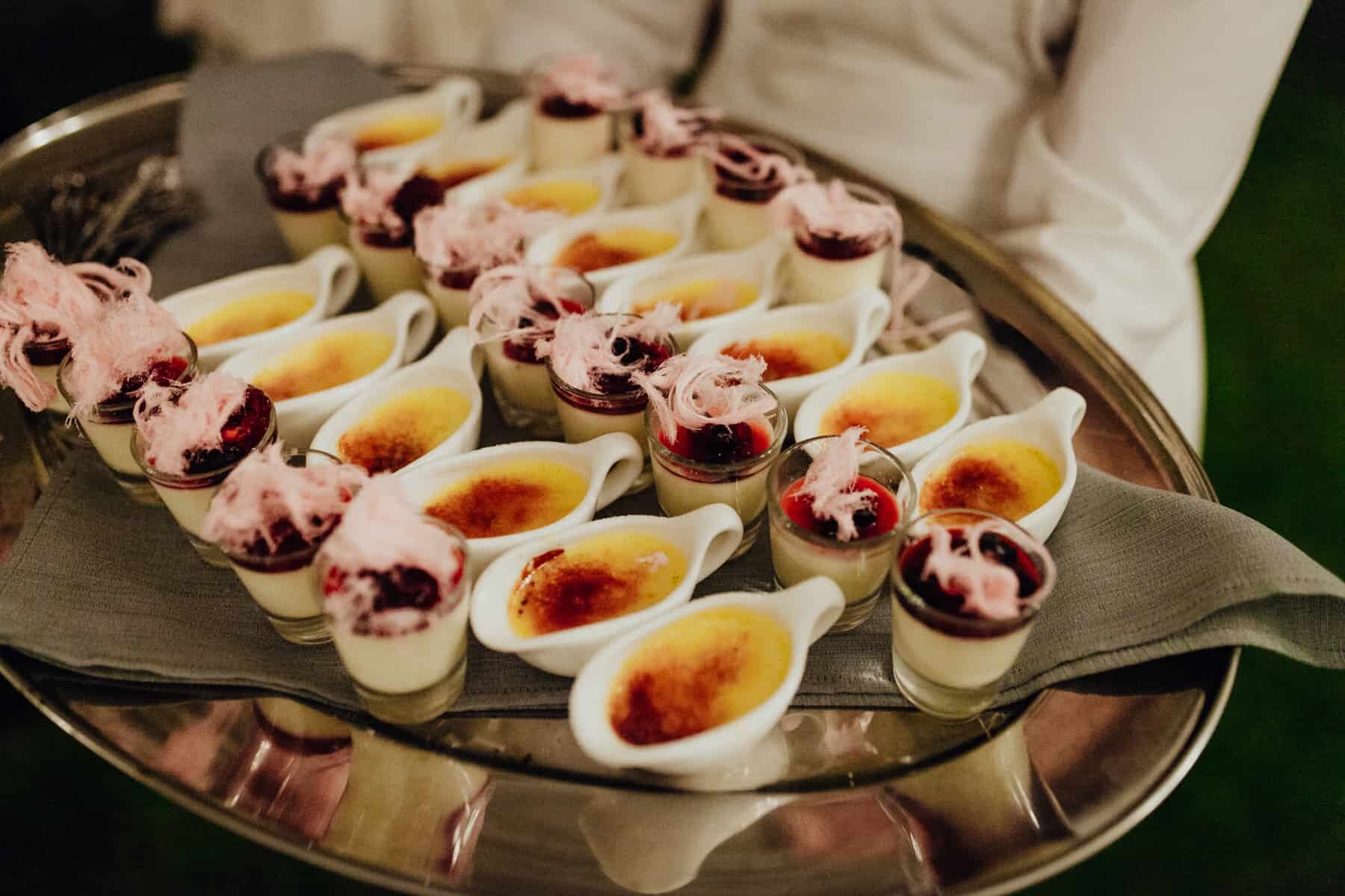 roaming dessert canapes - creme brulee and mousse