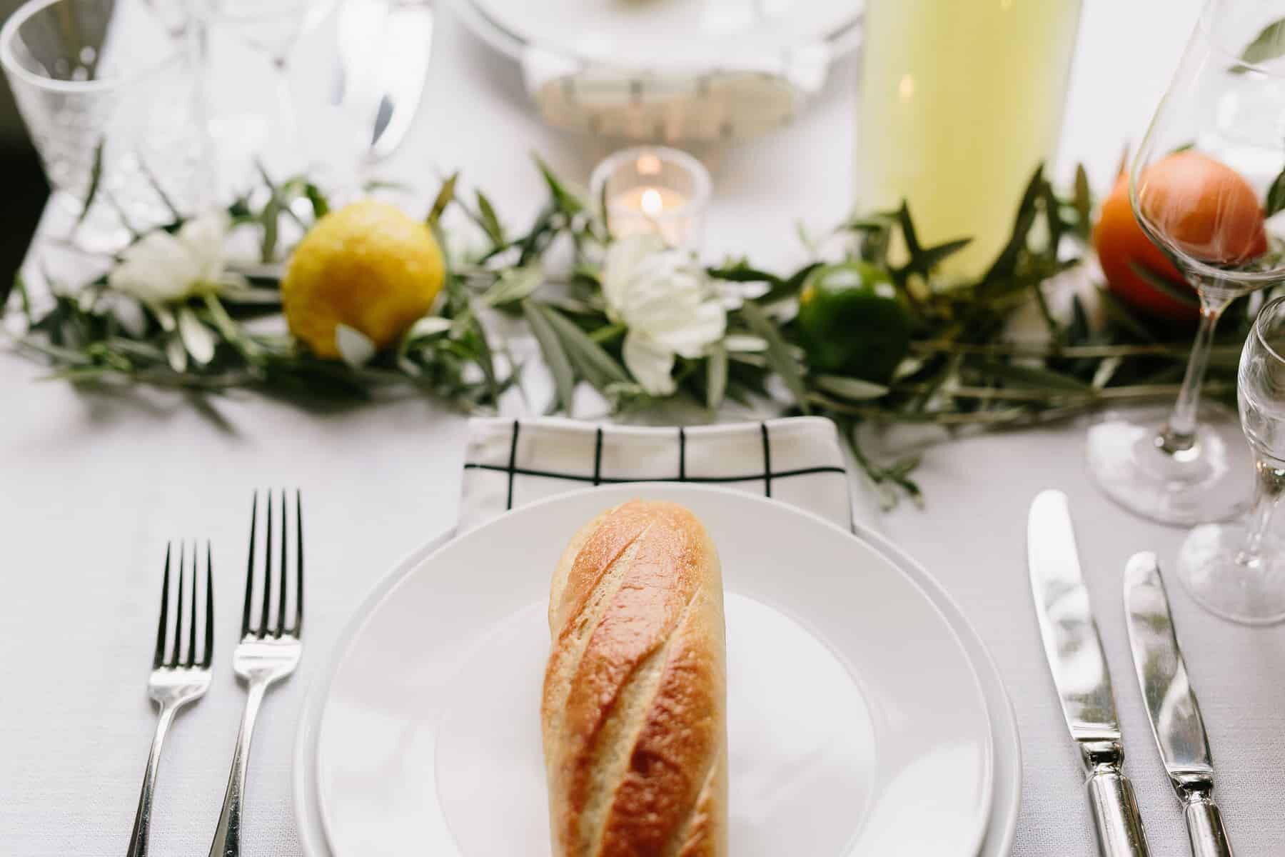 modern wedding tablescape with citrus