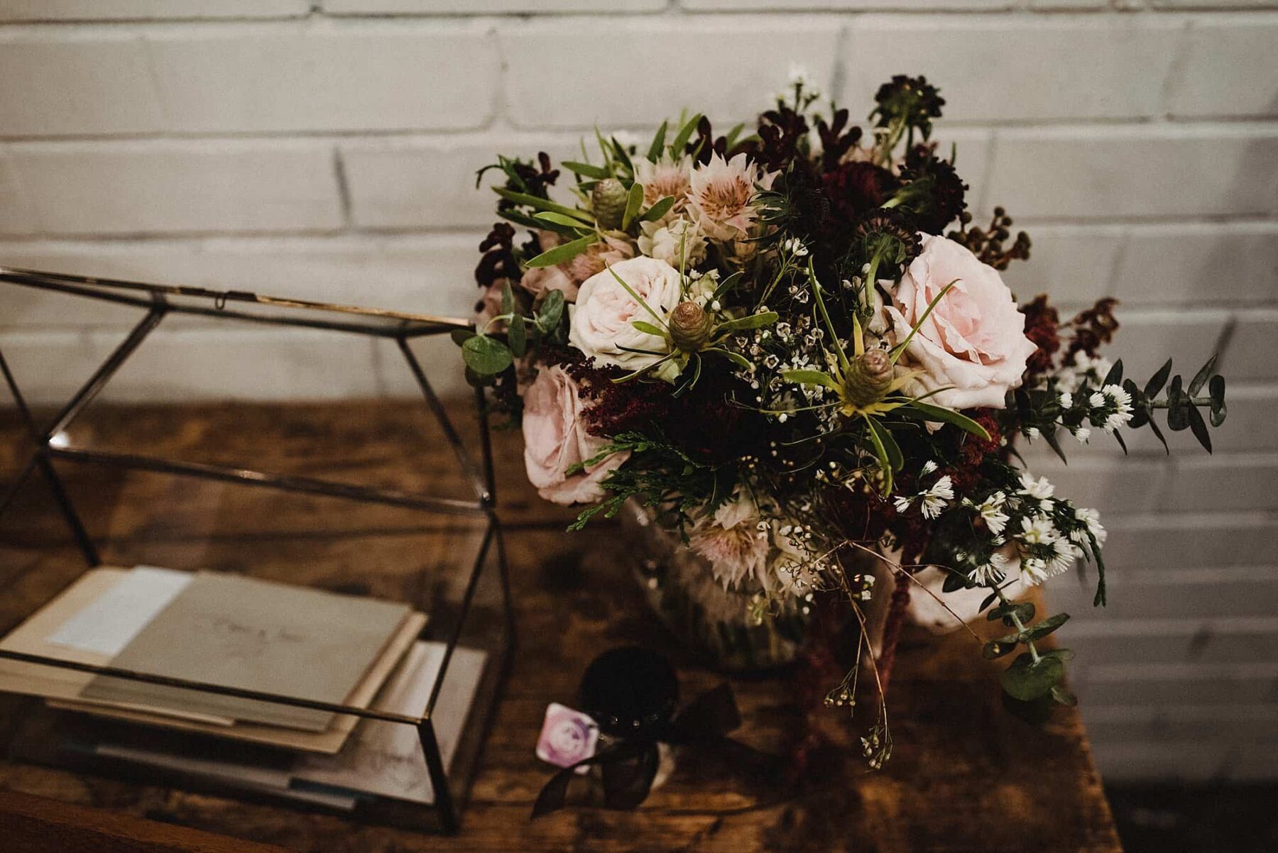 geometric copper and glass wedding wishing well