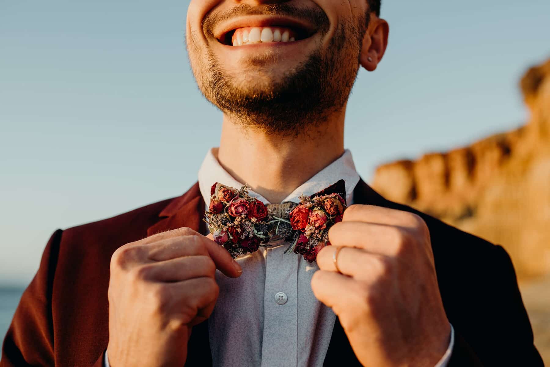 bow tie made from dried flowers