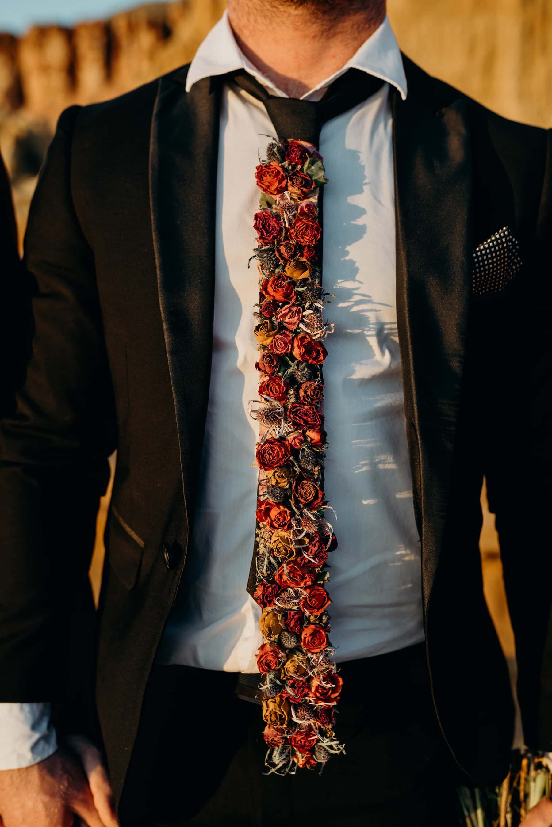 tie made from dried flowers