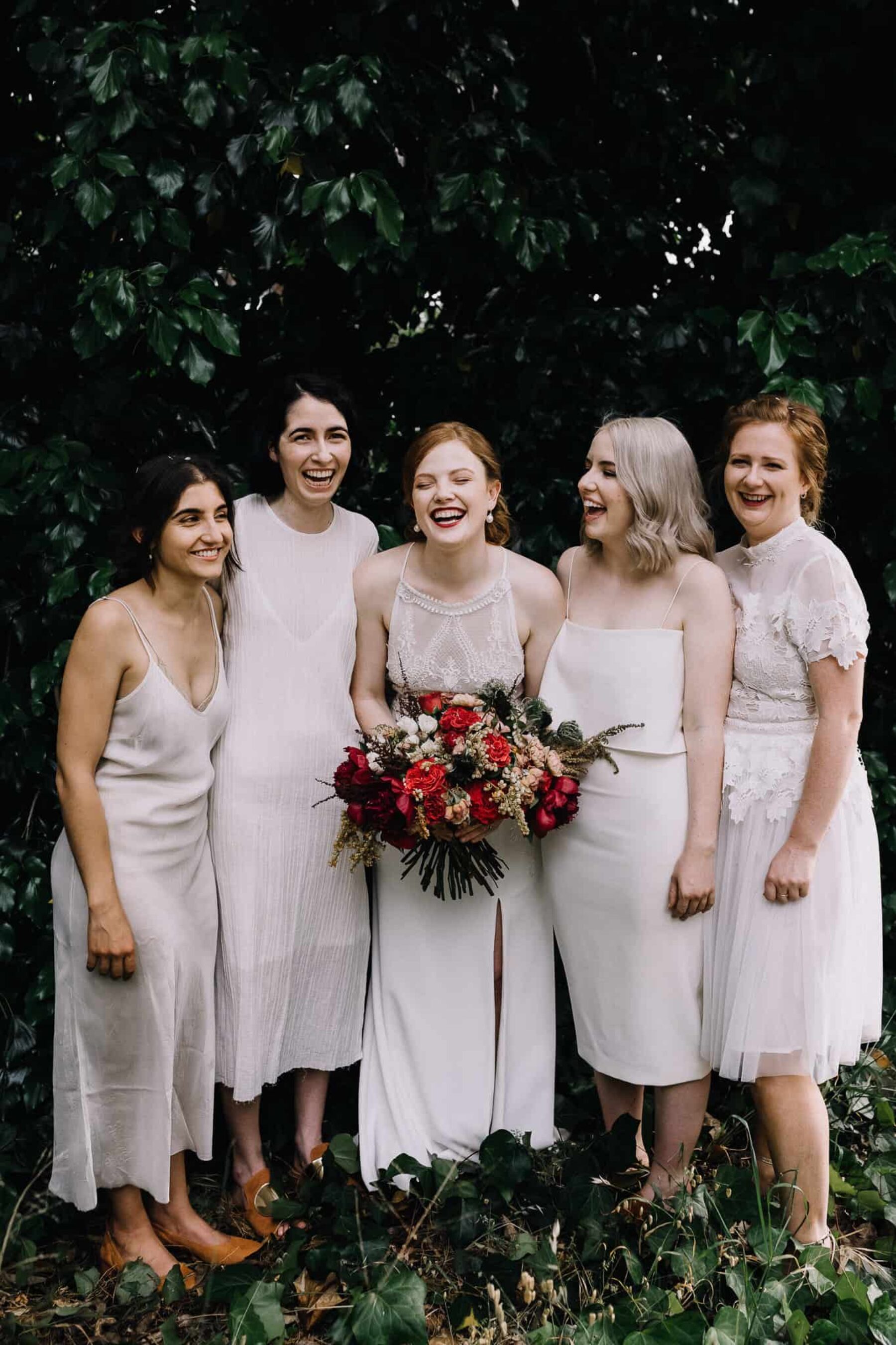 mixed white bridesmaid dresses