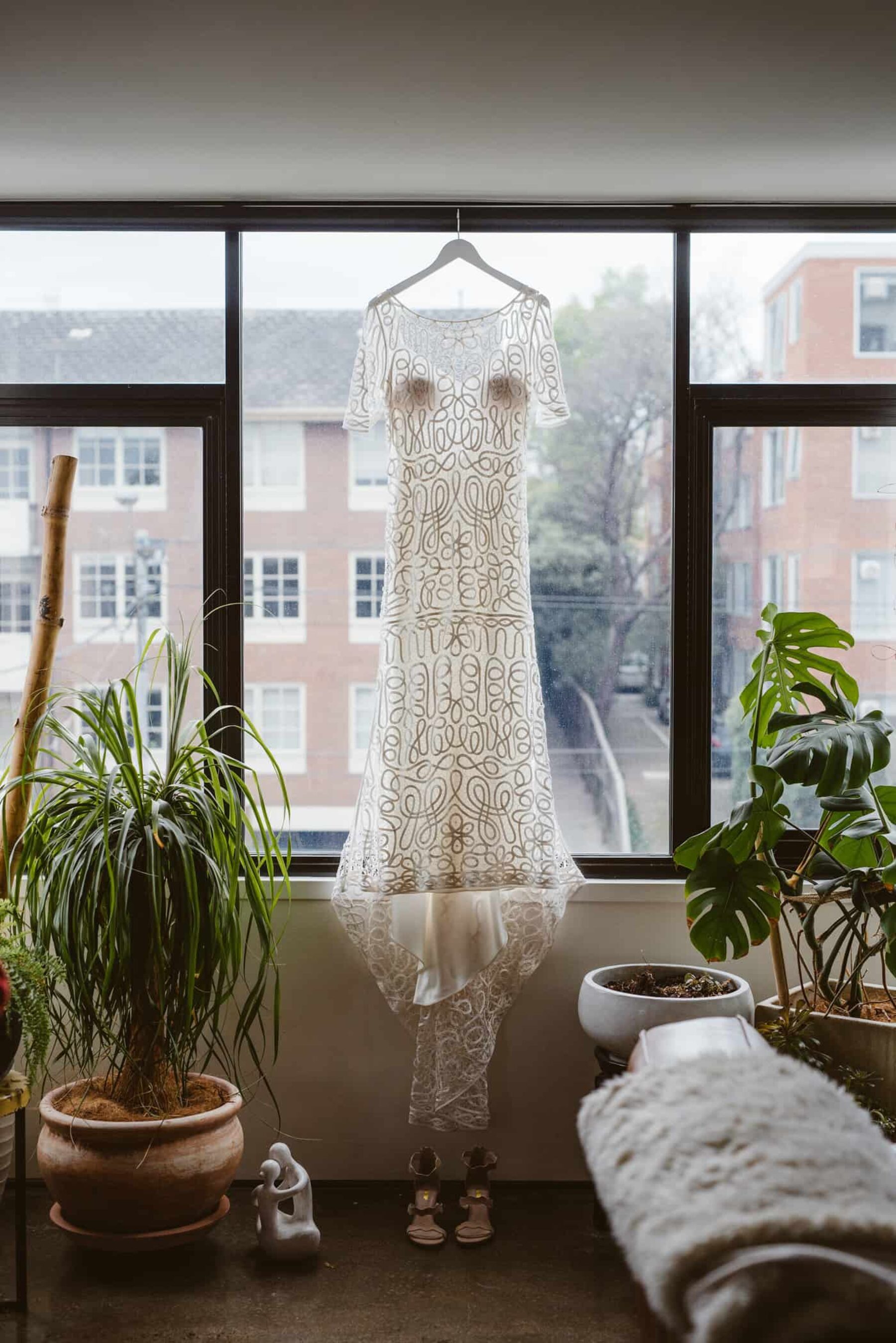 lace overlay wedding dress by Rue de Seine