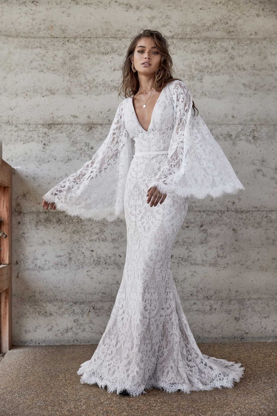 bell sleeve lace wedding dress by CHOSEN