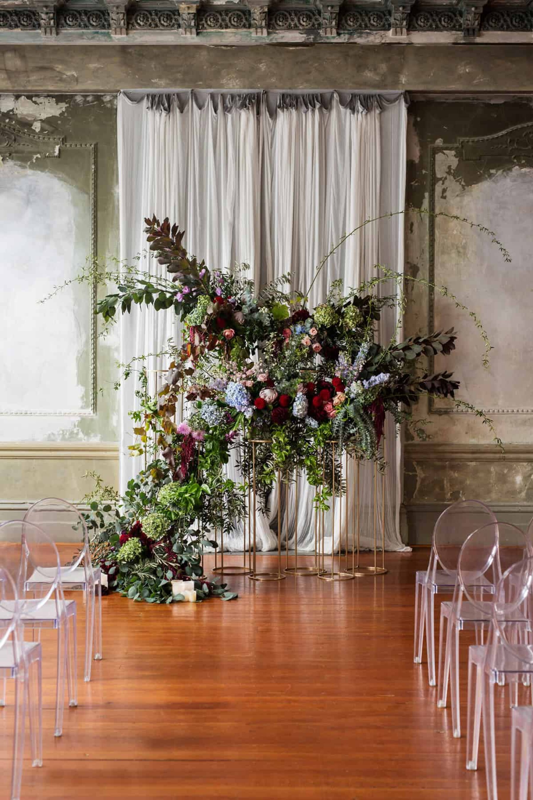 wild floral wedding backdrop