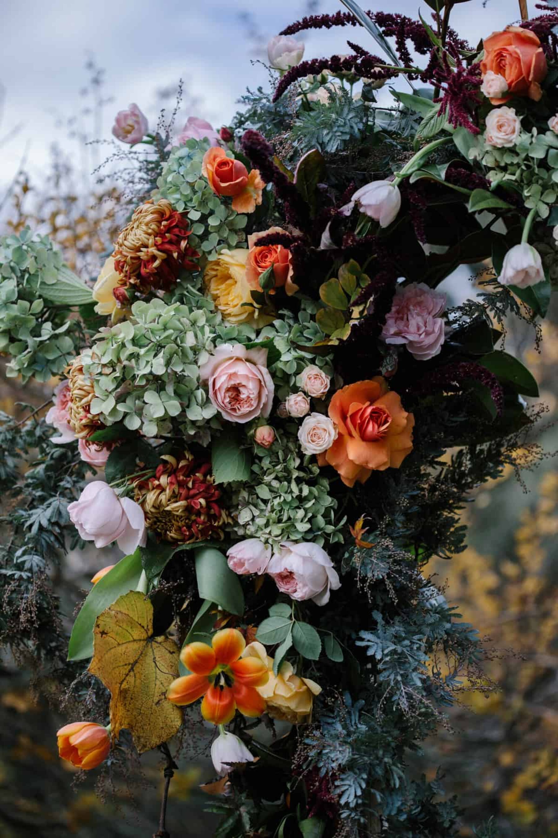 abundant floral arch by Melbourne florist Pomp & Splendour