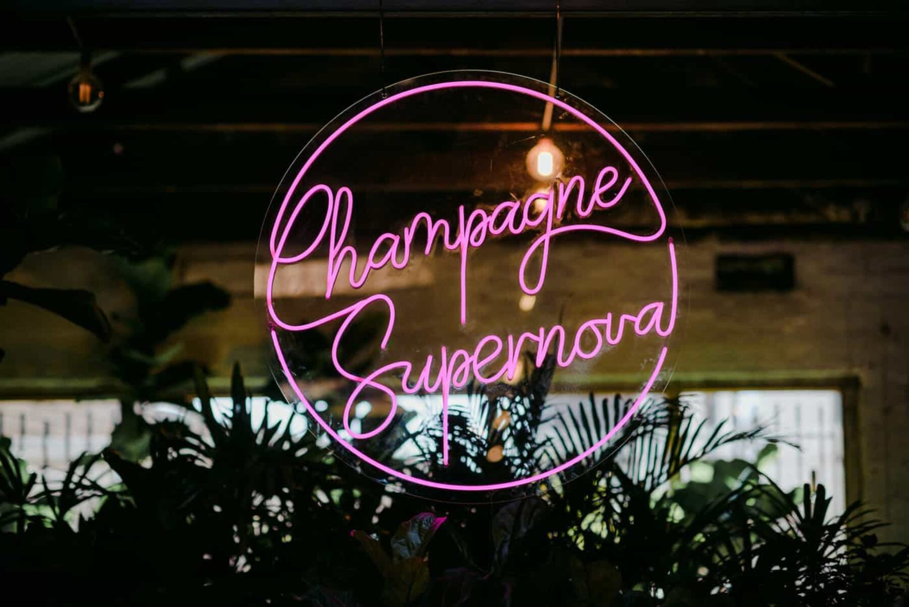 champagne supernova pink neon sign