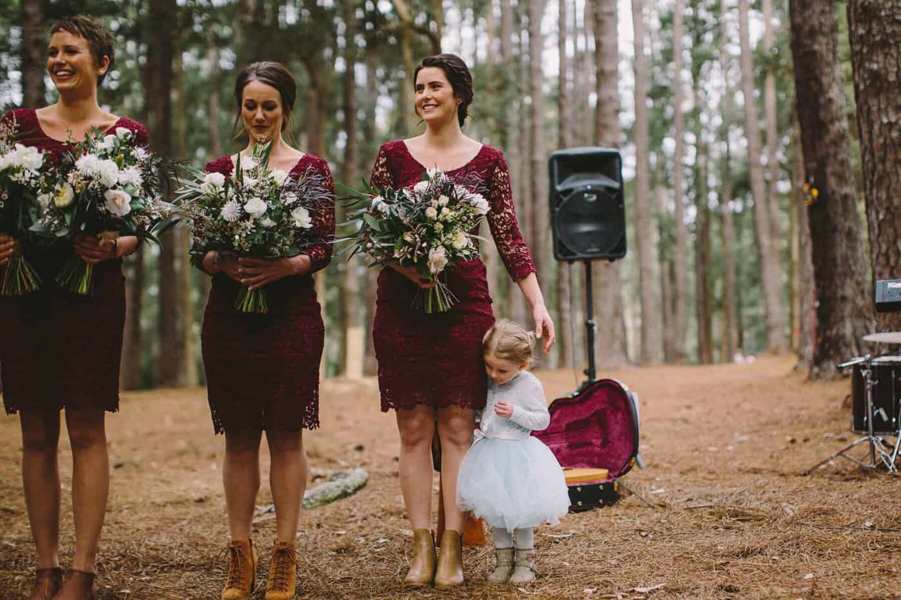 lace burgundy bridesmaid dresses