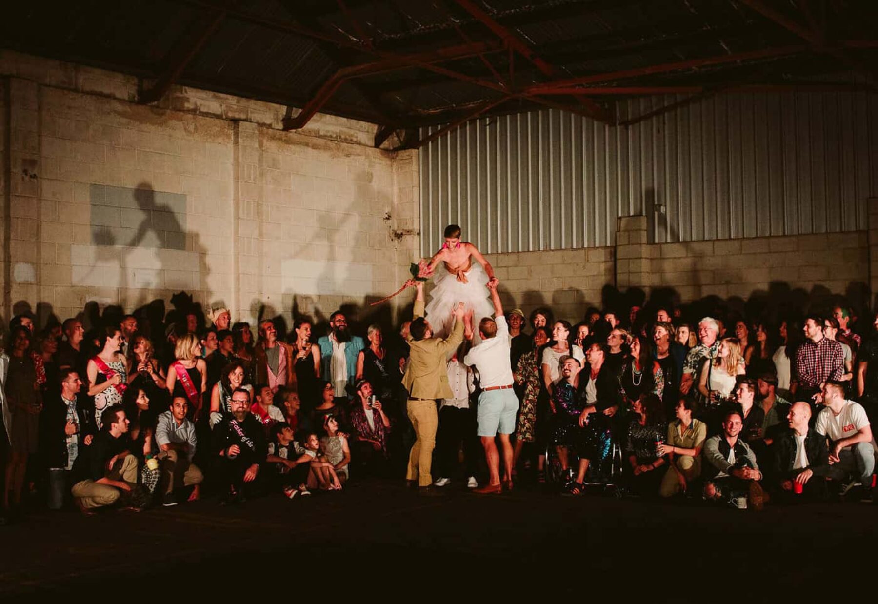 pop-up warehouse wedding in a car park in Adelaide