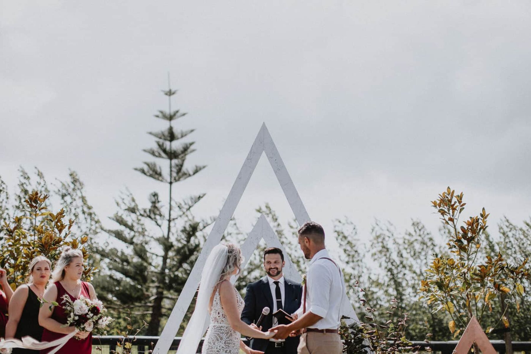 geometric triangular wedding backdrop