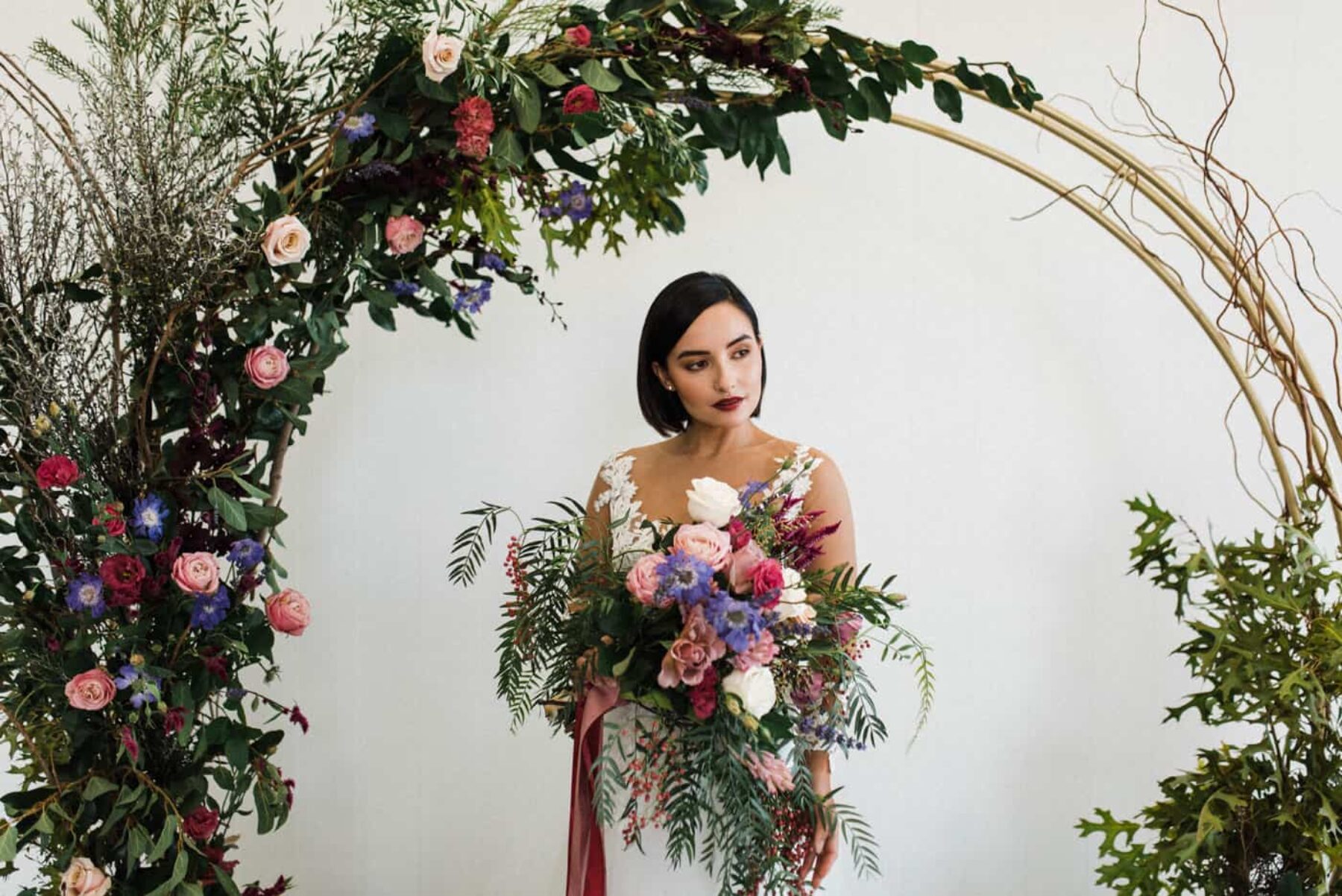 floral circle arch wedding backdrop