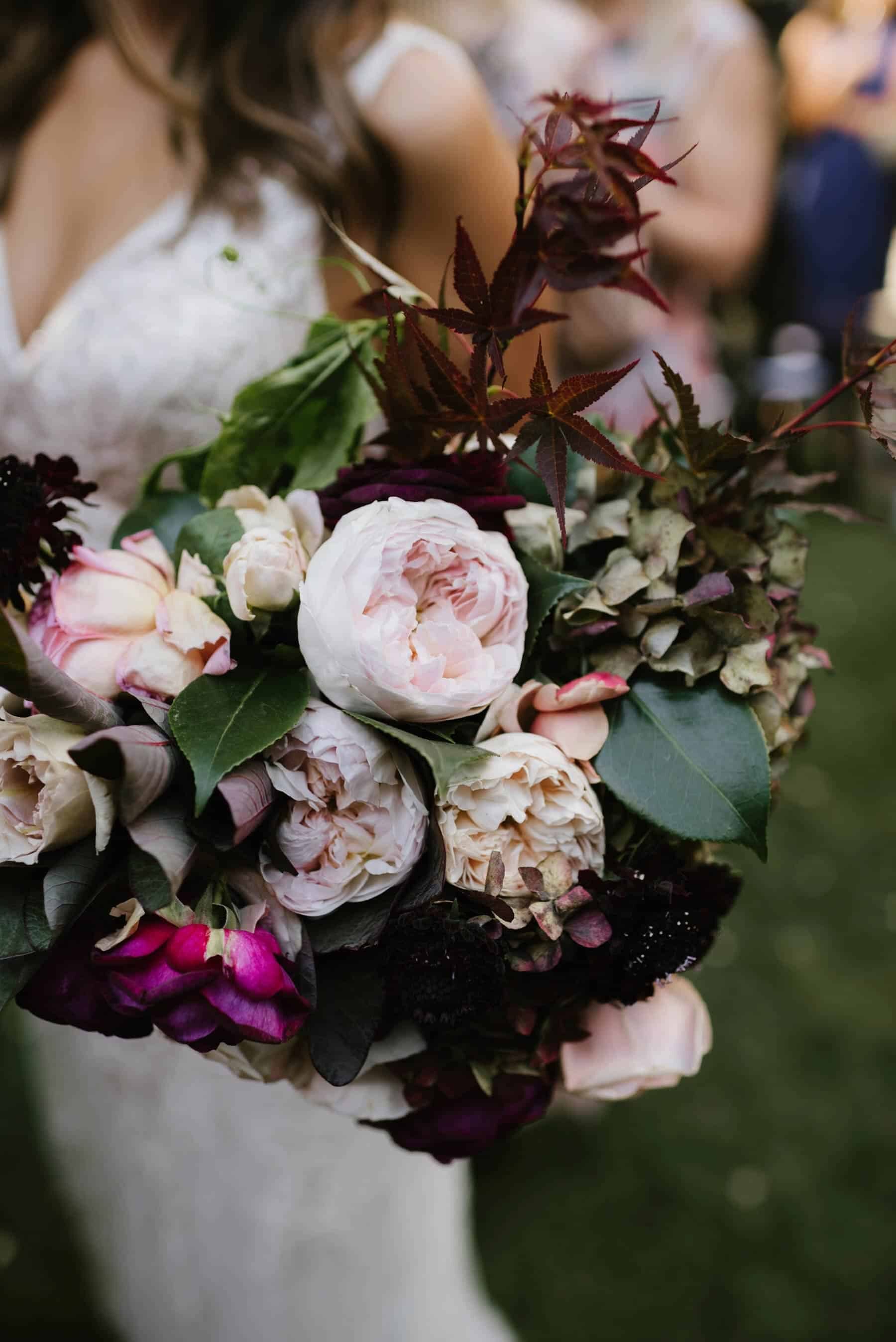 blush and burgundy bridal bouquets