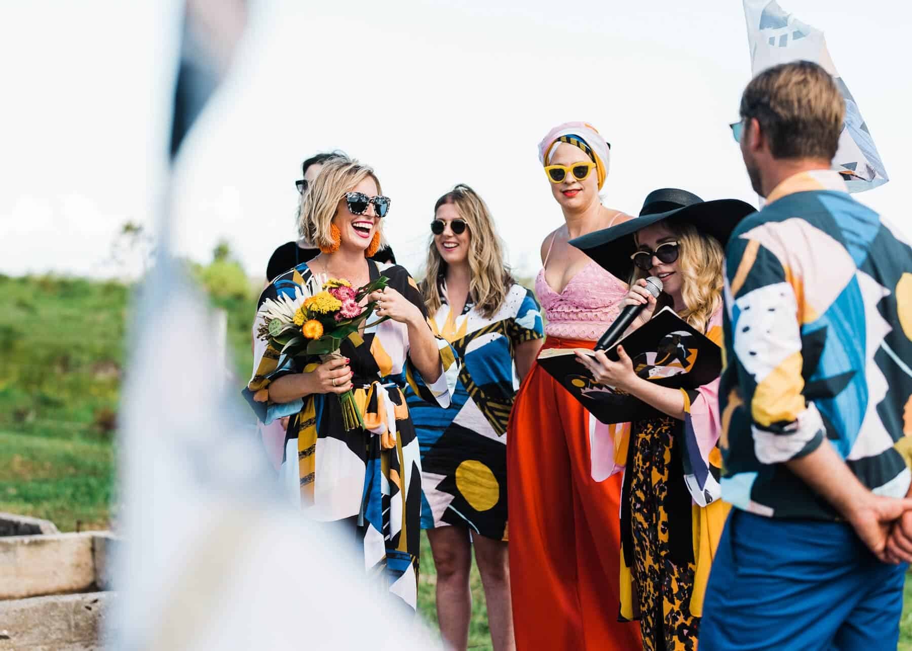 colourful festival wedding in a paddock in Newry NSW