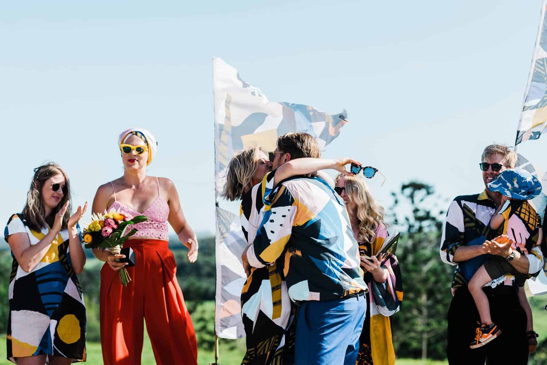 colourful festival wedding in a paddock in Newry NSW