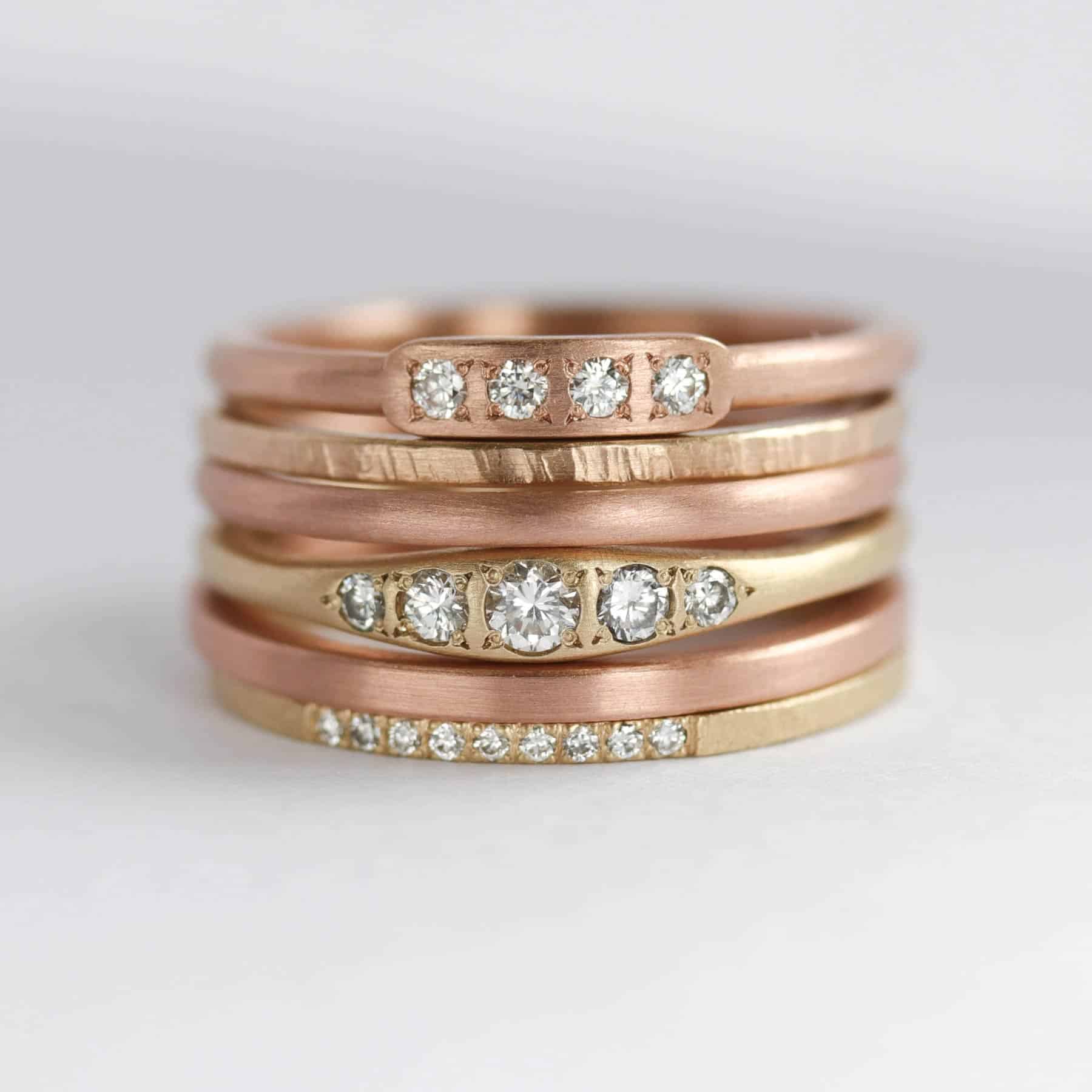 dainty handmade stacking engagement/wedding ring set