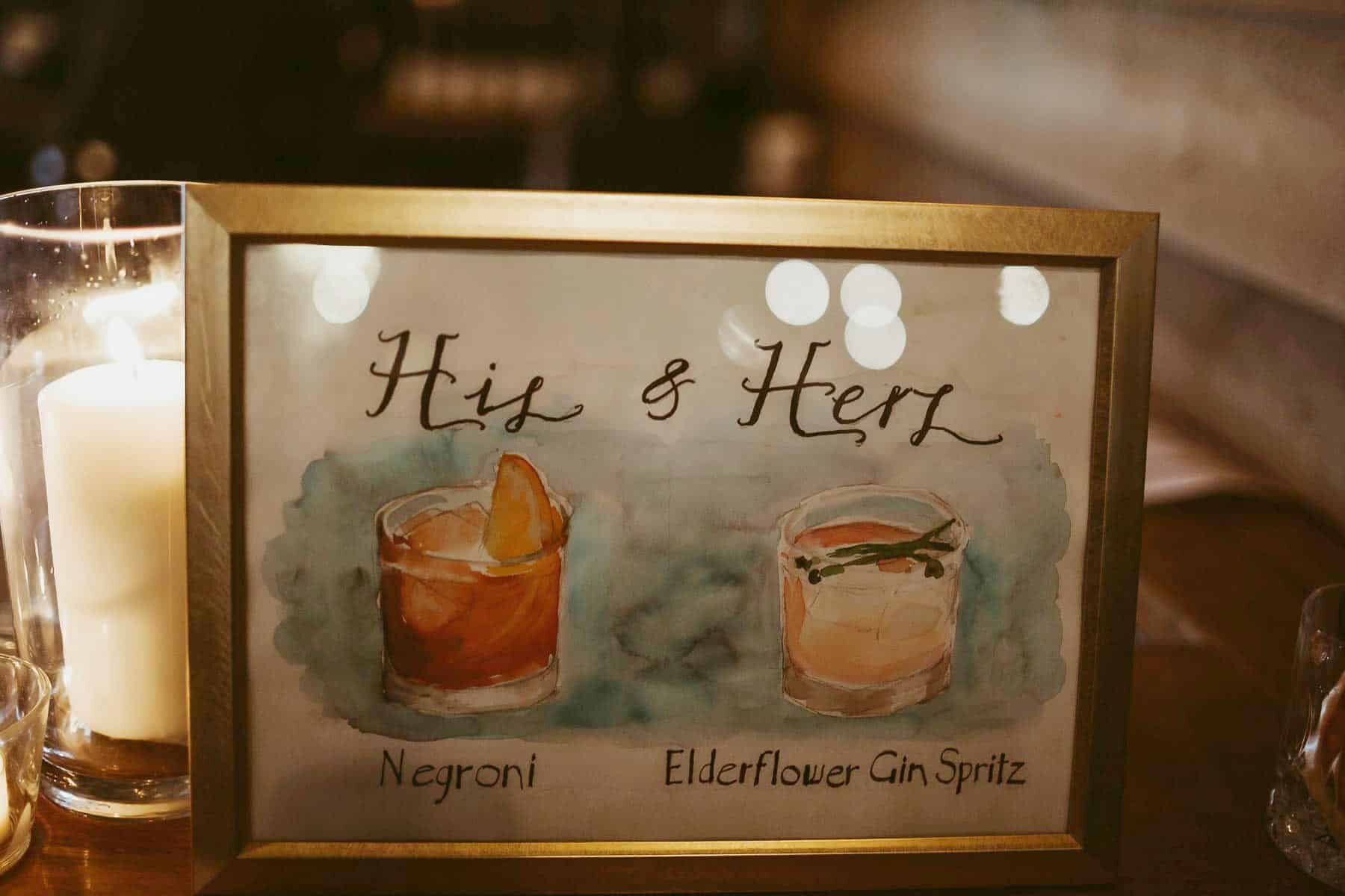 his and hers wedding cocktails