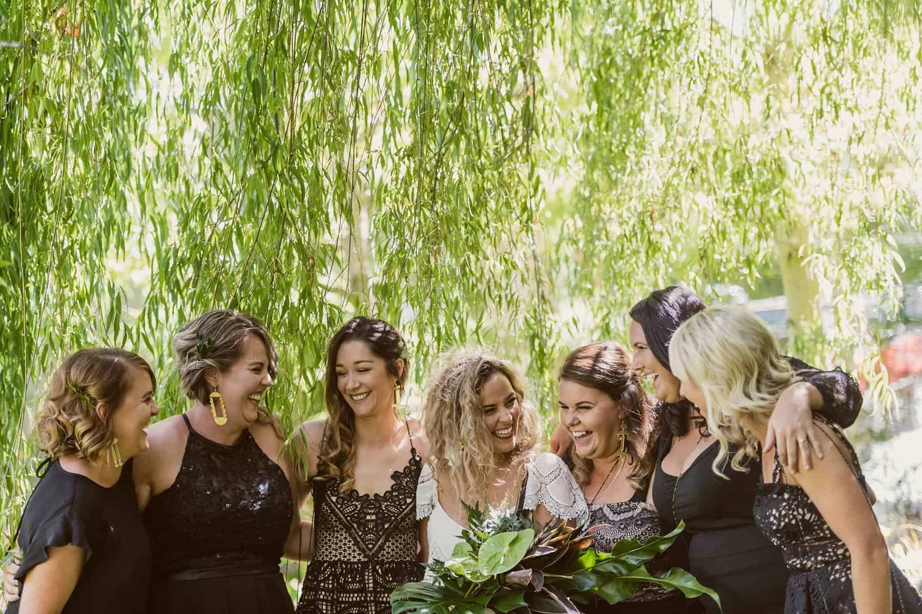 mismatched black bridesmaid dresses