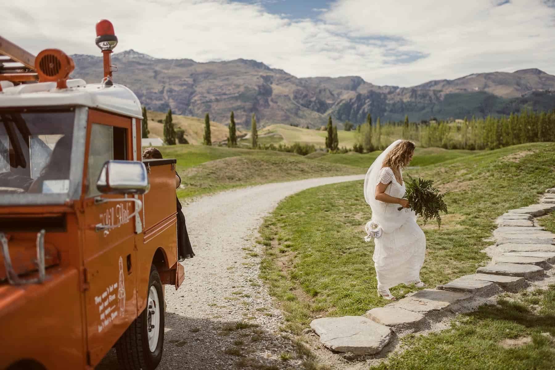 vintage fire truck wedding car