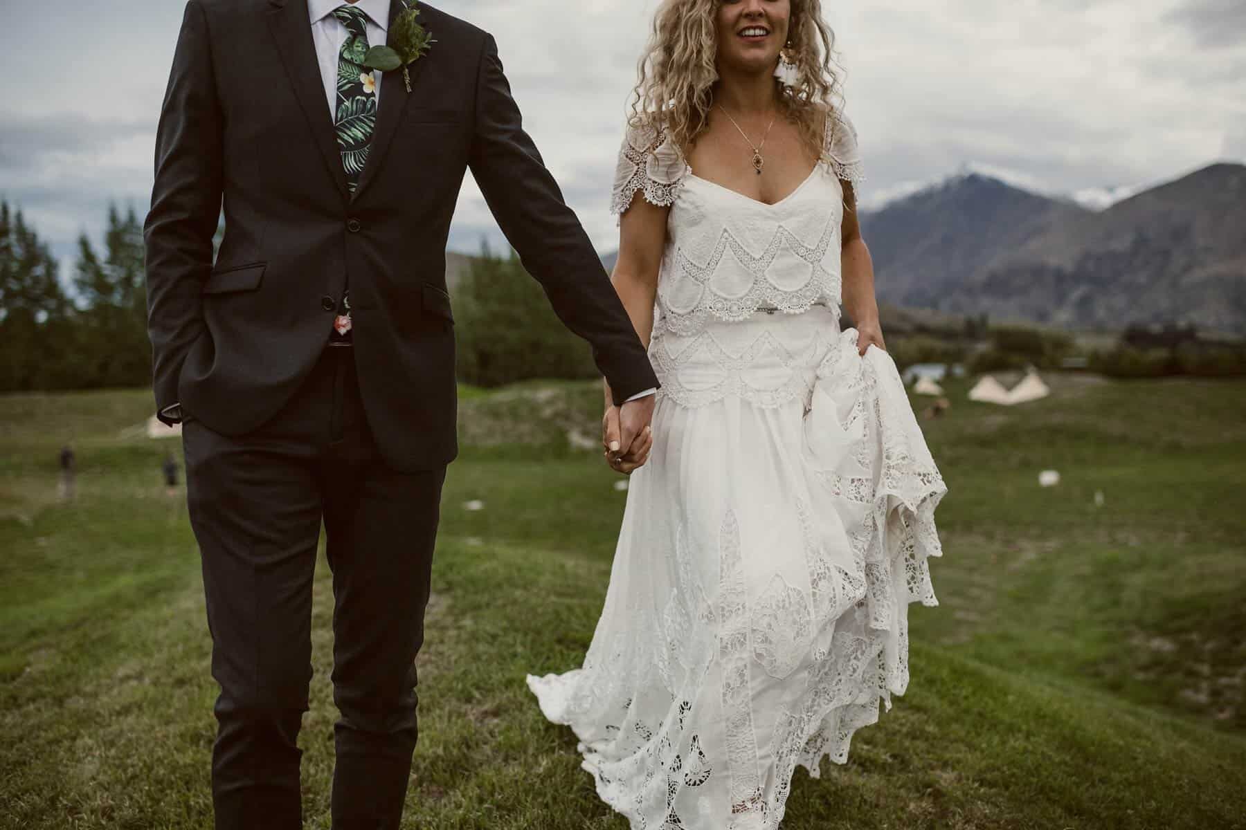 lace cap-sleeve wedding dress by Rue de Seine bridal