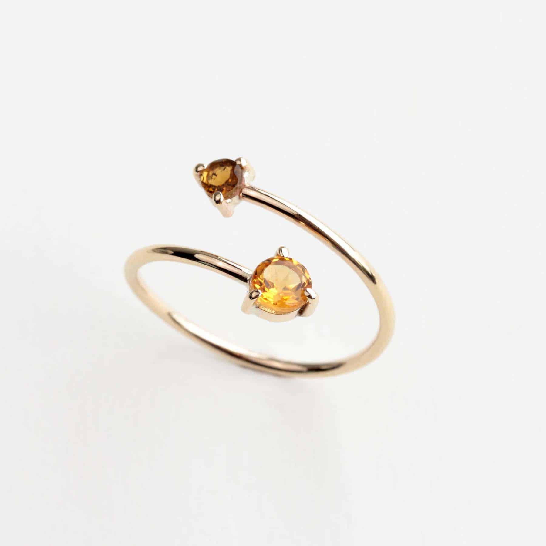 Citrine and tourmaline wrap ring