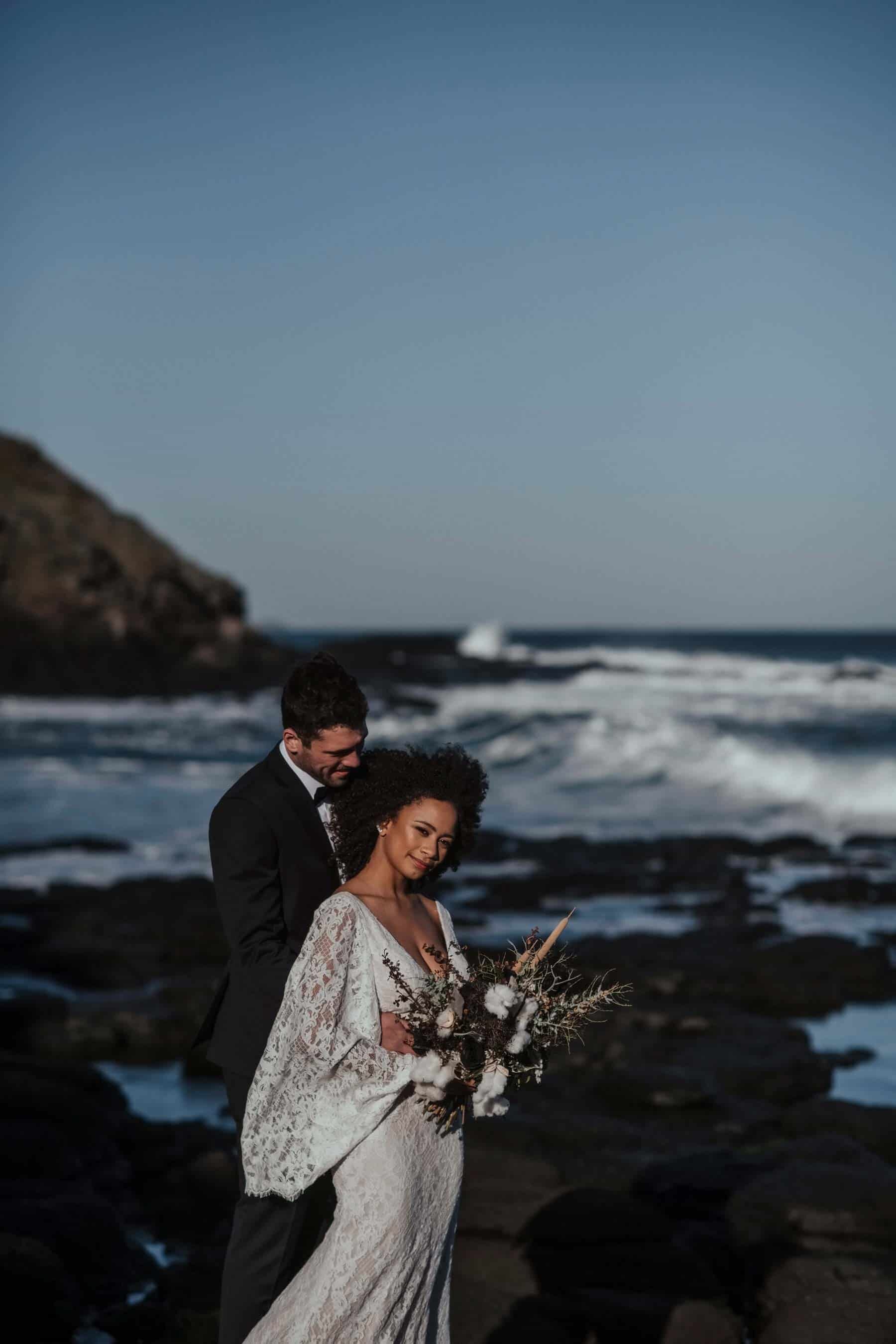 wild coastal wedding at Flinders Blowhole
