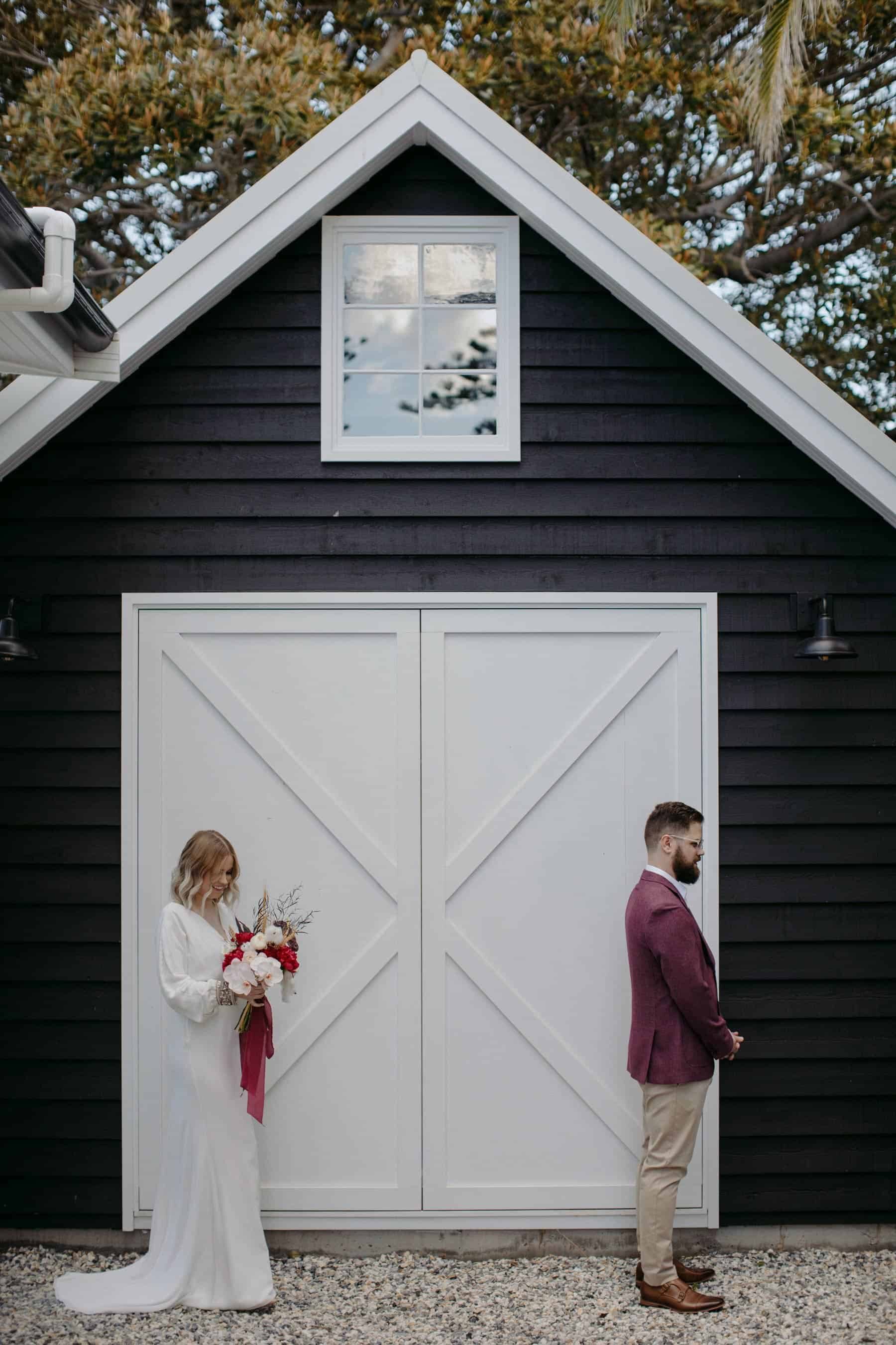 bride and groom first look Mitch Pohl photography