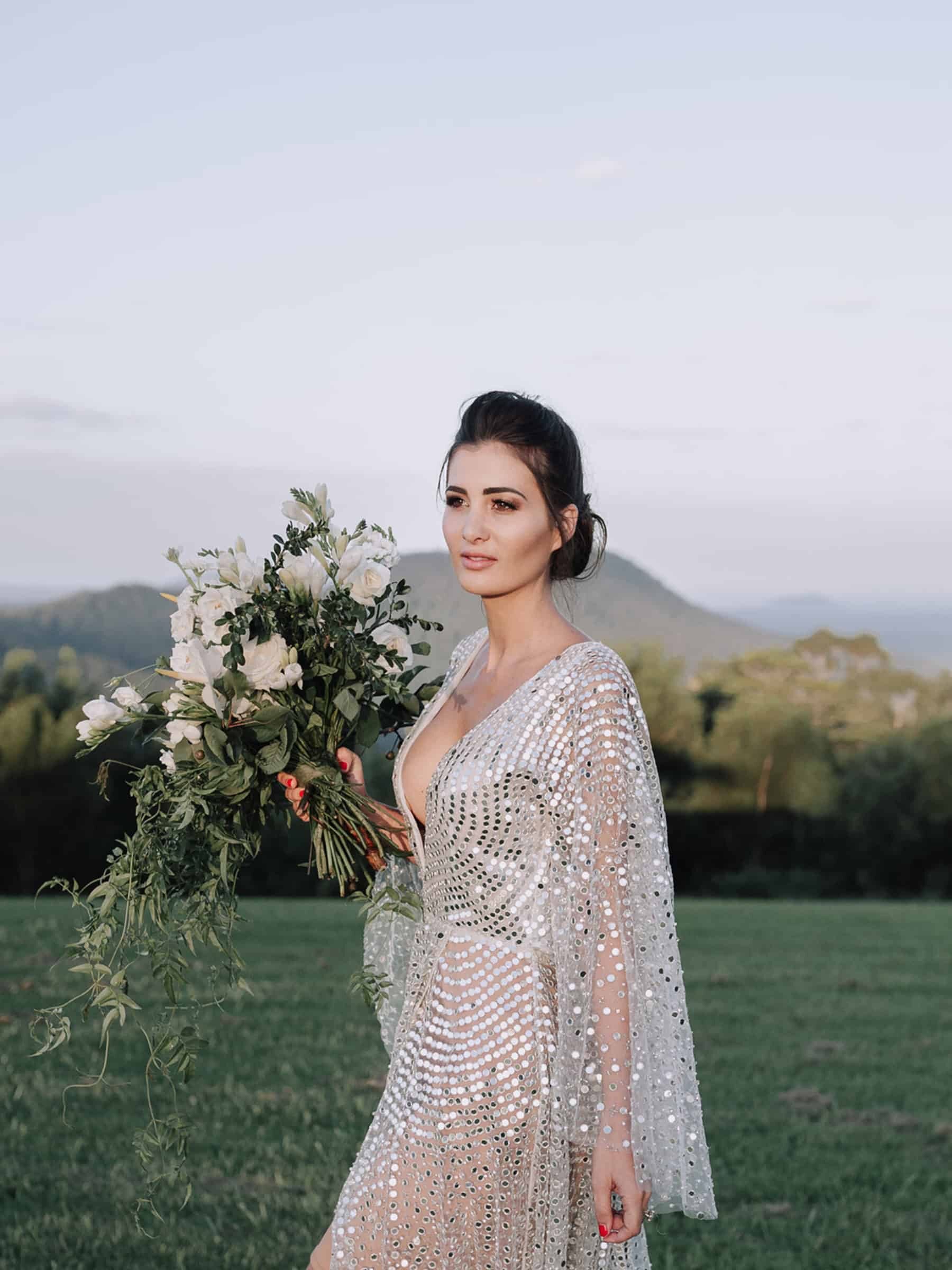 sheer long sleeve sequin wedding gown by One Day Bridal