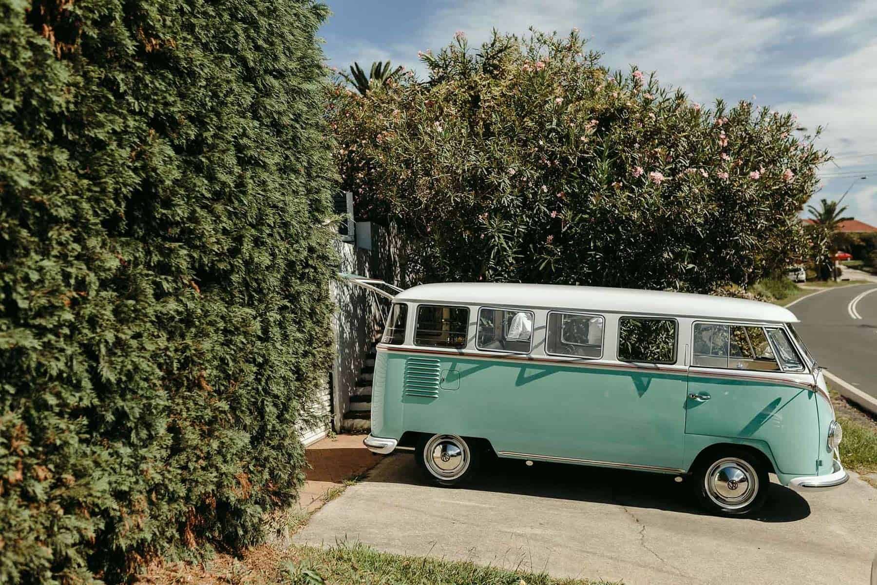 Rustic Kombi Van for beach wedding