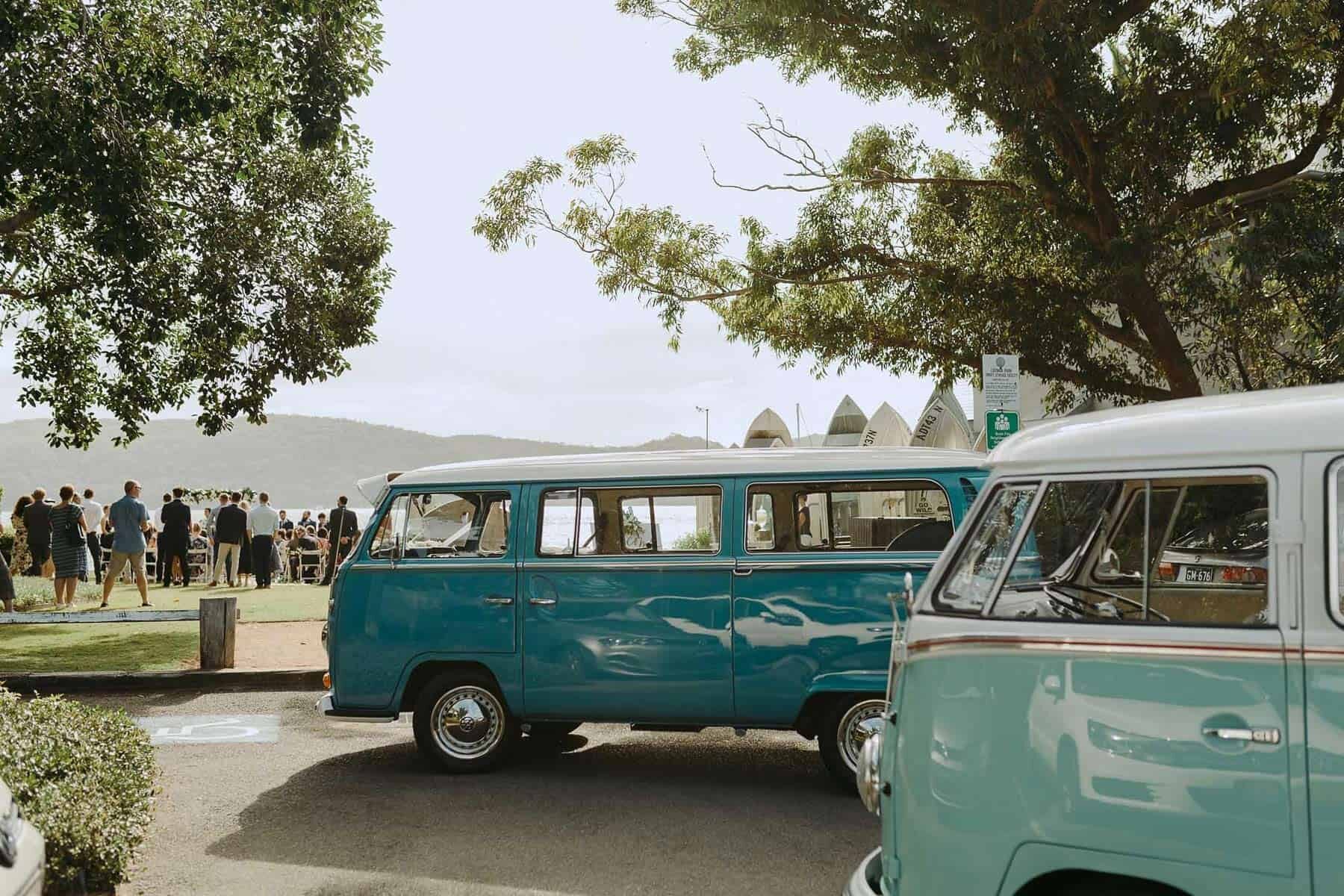 Rustic Kombi Vans for beach wedding