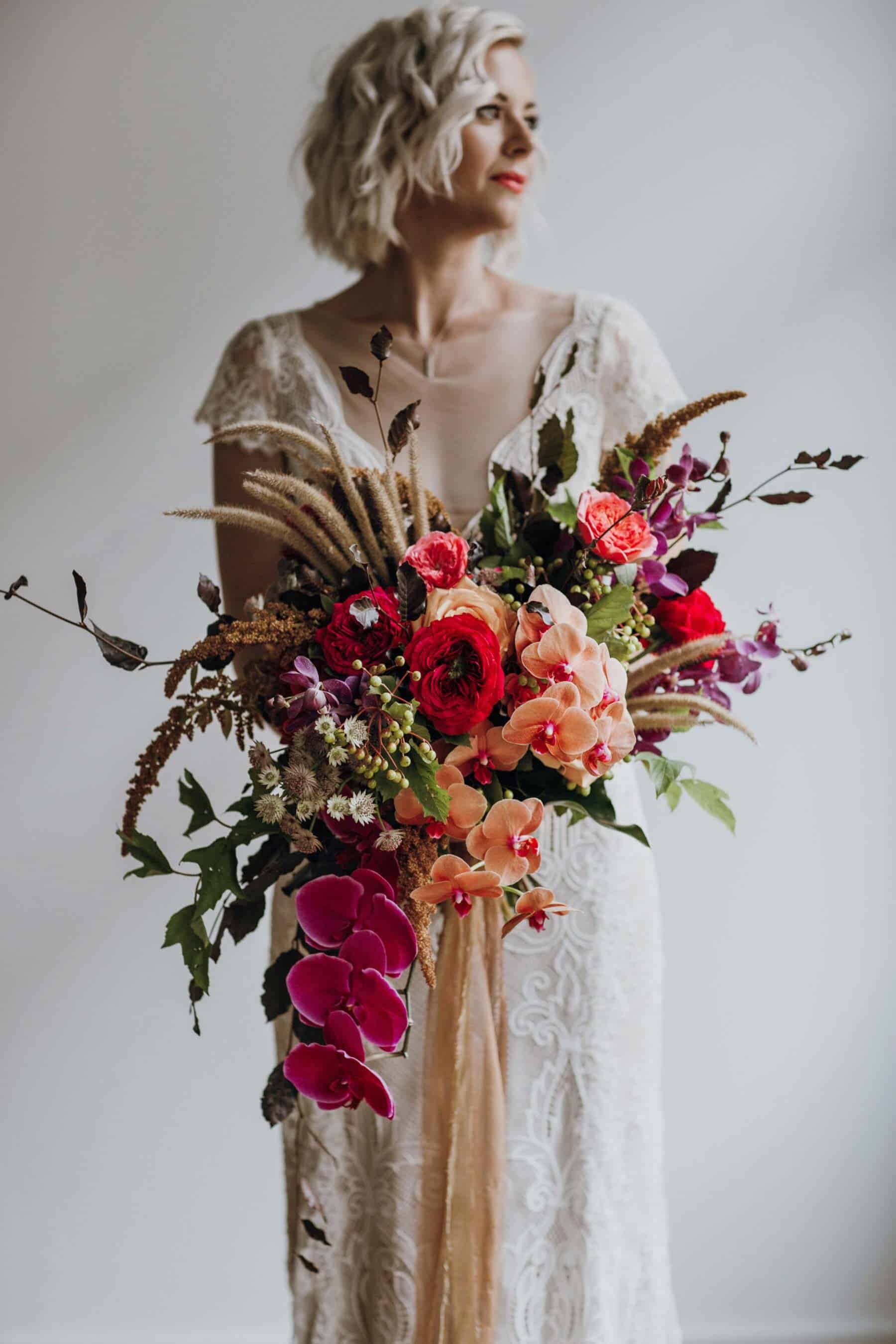 Best of 2018: bouquets. vibrant bridal bouquet with wild grass and orchids